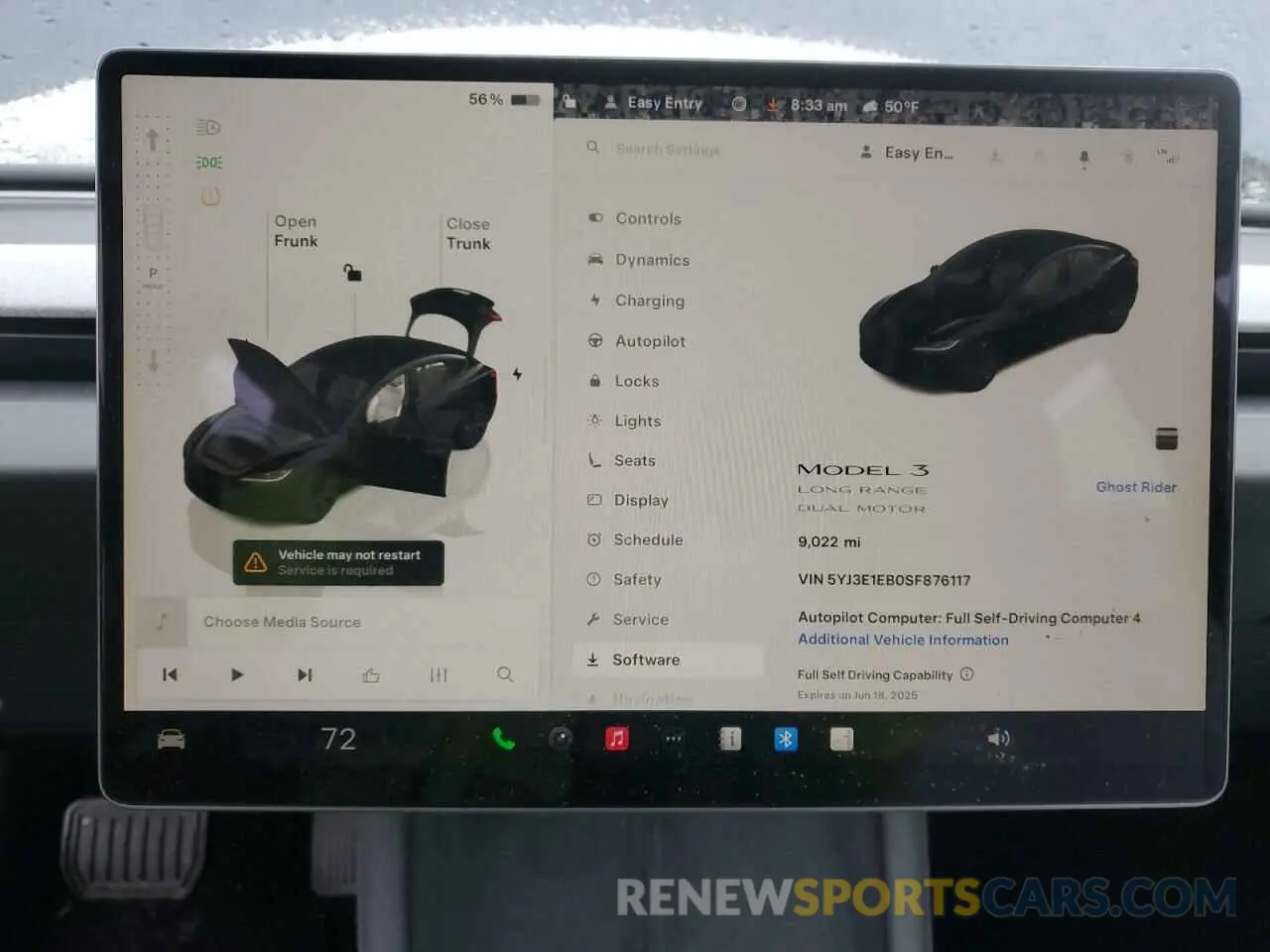 9 Фотография поврежденного автомобиля 5YJ3E1EB0SF876117 TESLA MODEL 3 2025