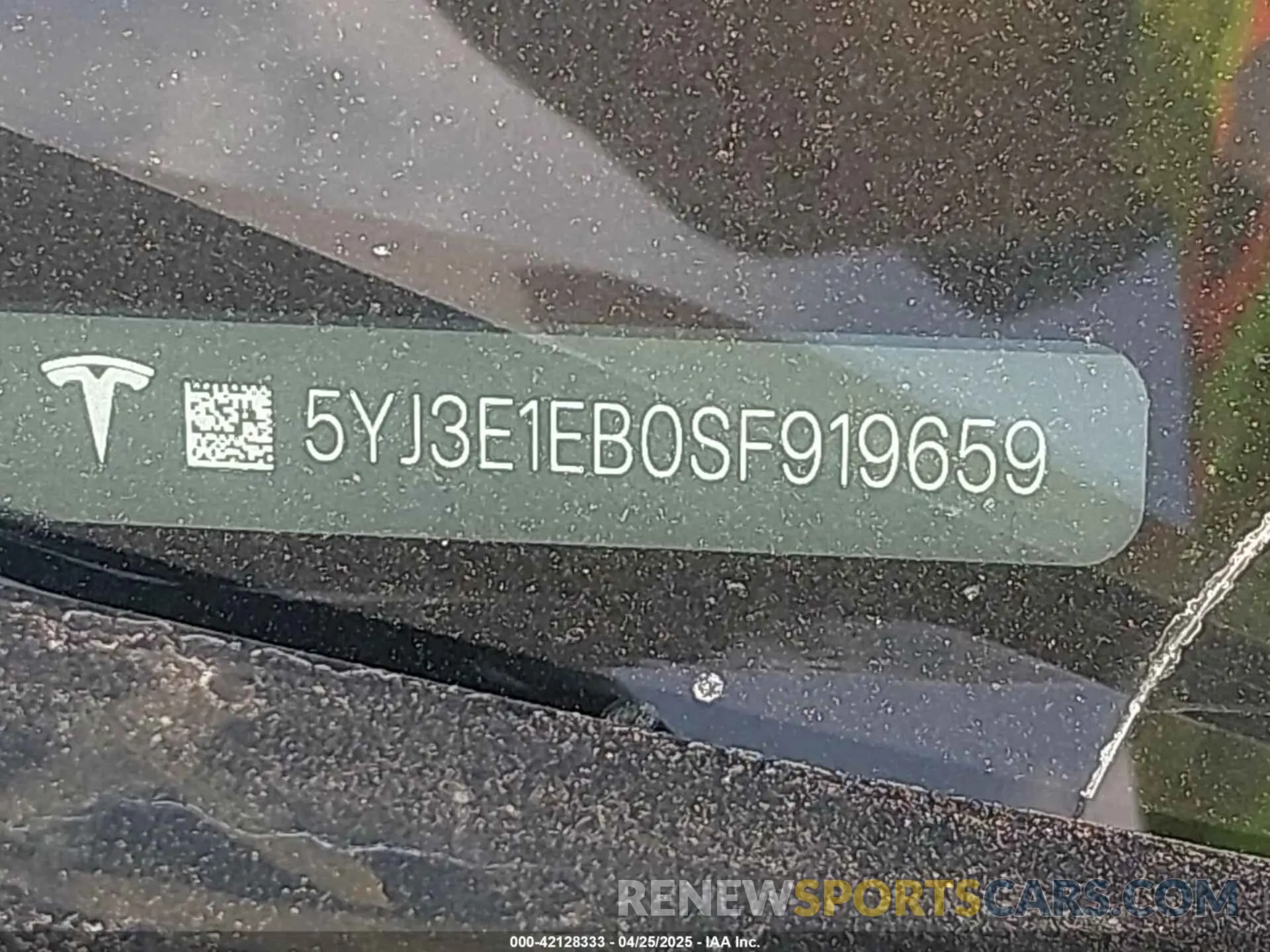 9 Фотография поврежденного автомобиля 5YJ3E1EB0SF919659 TESLA MODEL 3 2025