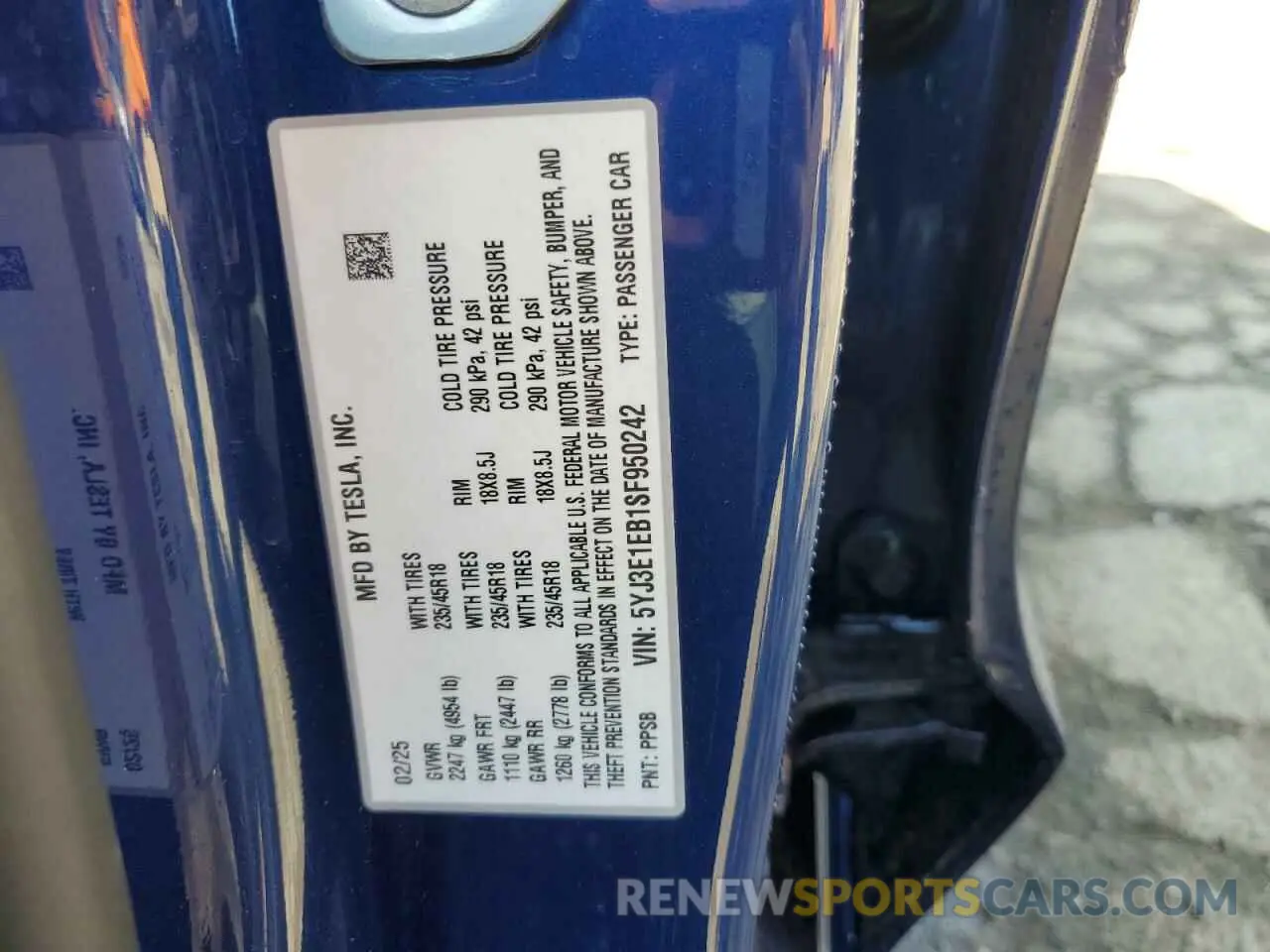 13 Фотография поврежденного автомобиля 5YJ3E1EB1SF950242 TESLA MODEL 3 2025