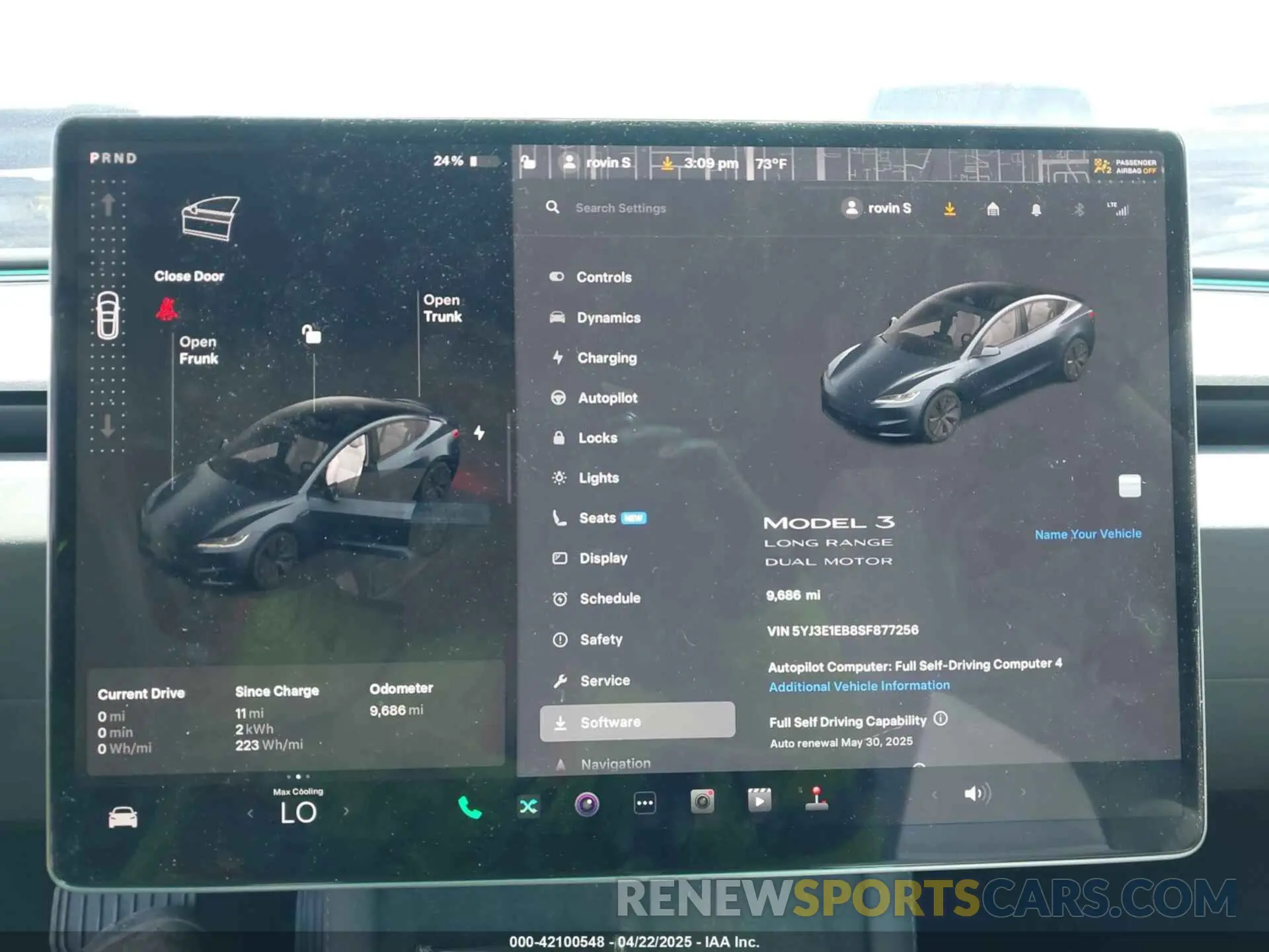 7 Фотография поврежденного автомобиля 5YJ3E1EB8SF877256 TESLA MODEL 3 2025