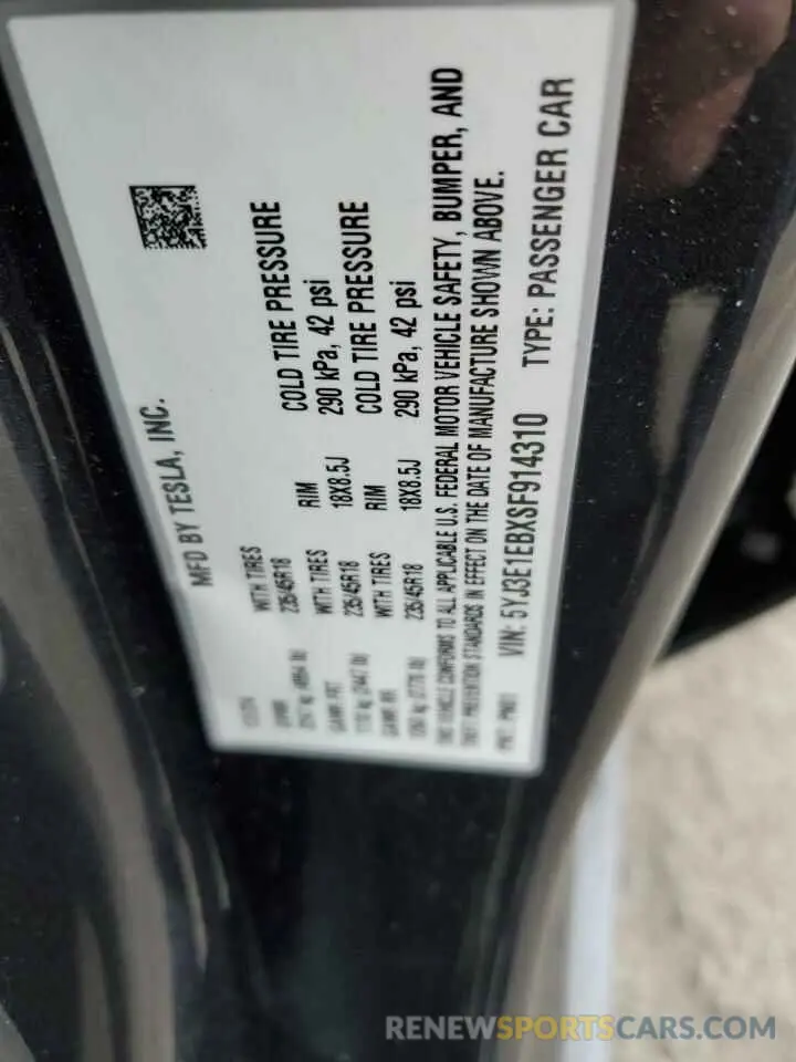 13 Photograph of a damaged car 5YJ3E1EBXSF914310 TESLA MODEL 3 2025