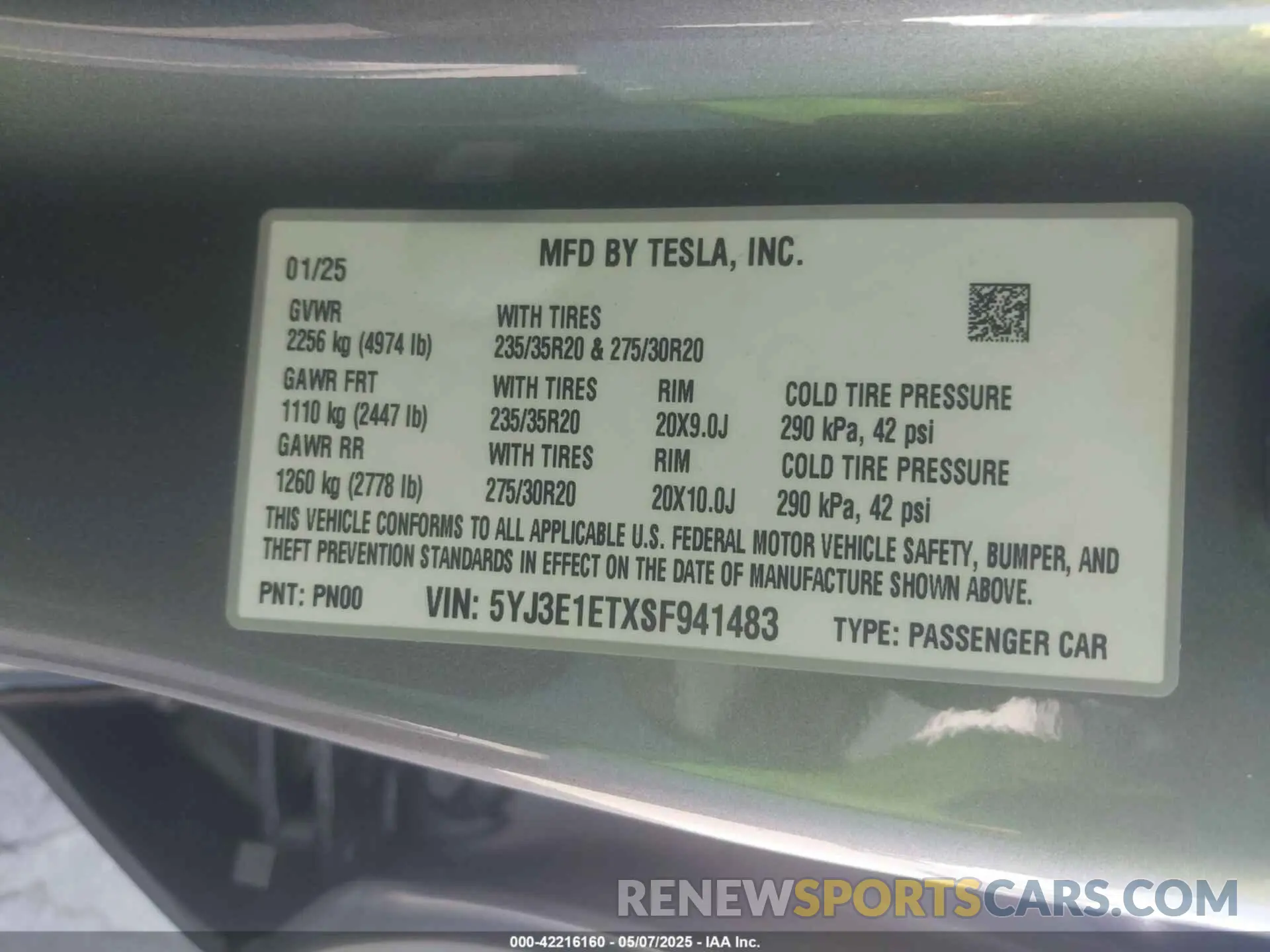 9 Photograph of a damaged car 5YJ3E1ETXSF941483 TESLA MODEL 3 2025