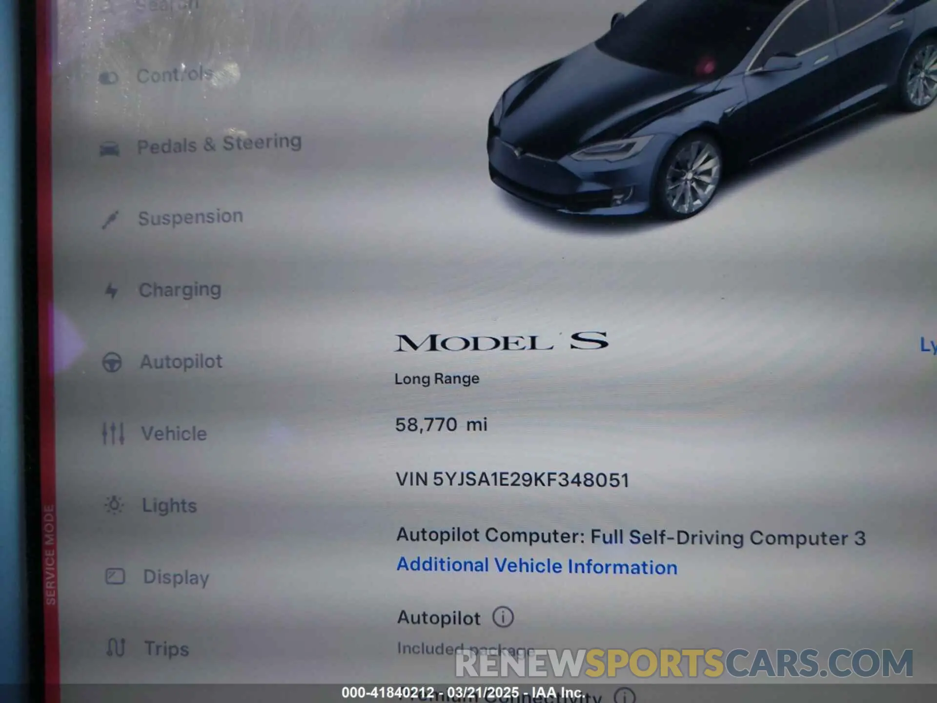 7 Фотография поврежденного автомобиля 5YJSA1E29KF348051 TESLA MODEL S 2019