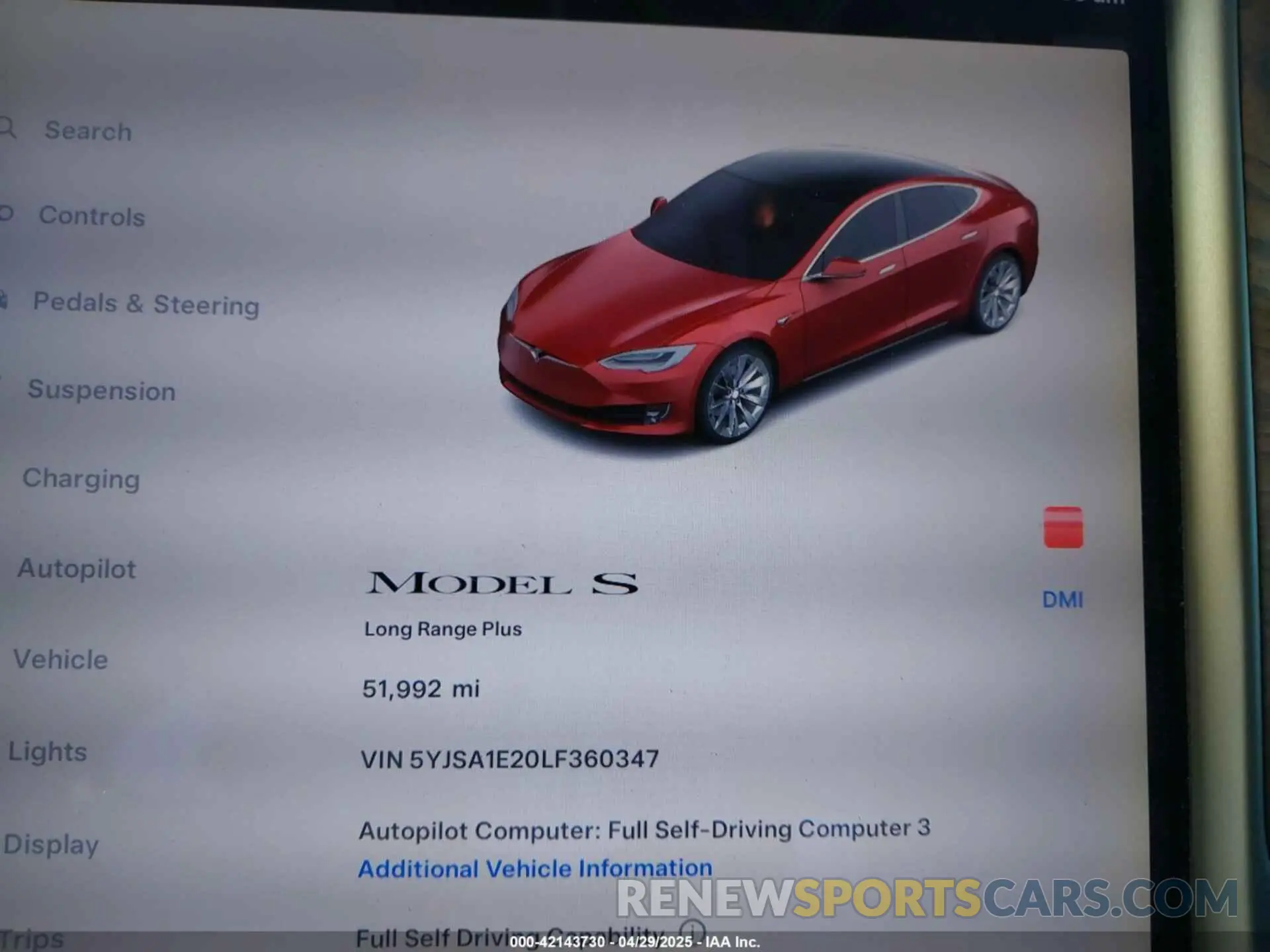 7 Фотография поврежденного автомобиля 5YJSA1E20LF360347 TESLA MODEL S 2020