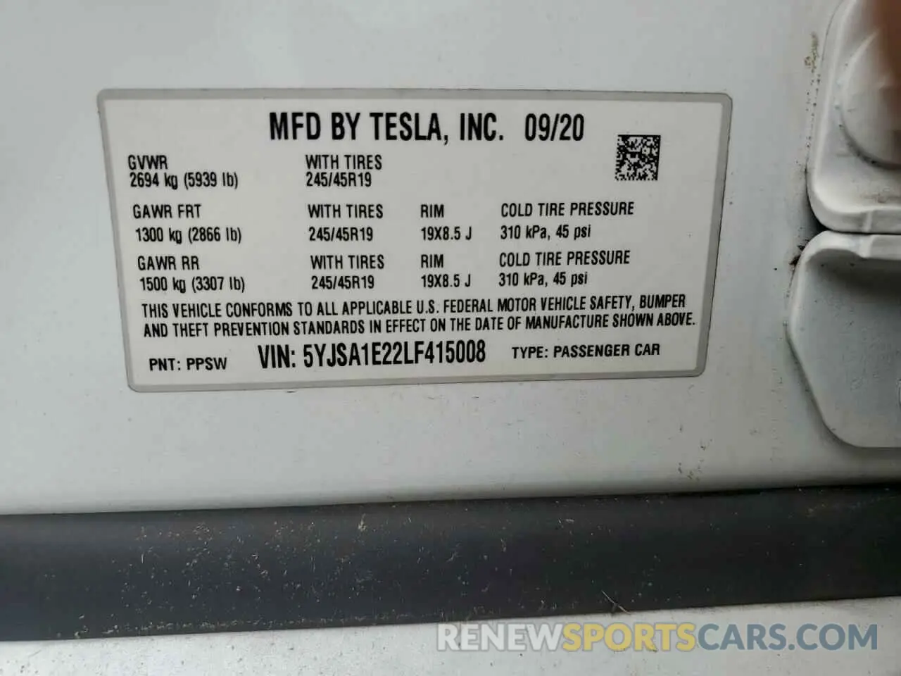 13 Фотография поврежденного автомобиля 5YJSA1E22LF415008 TESLA MODEL S 2020