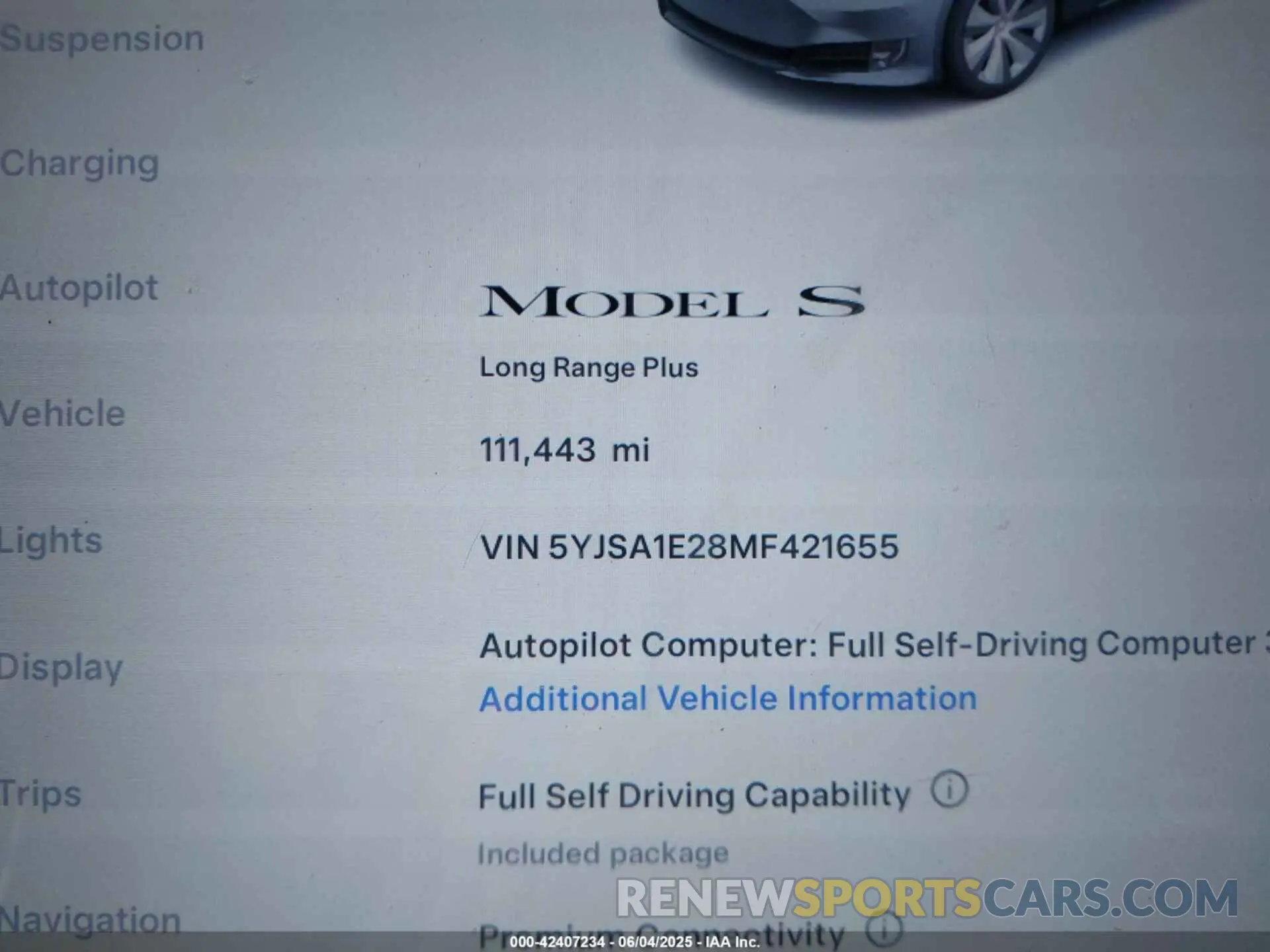 14 Photograph of a damaged car 5YJSA1E28MF421655 TESLA MODEL S 2021