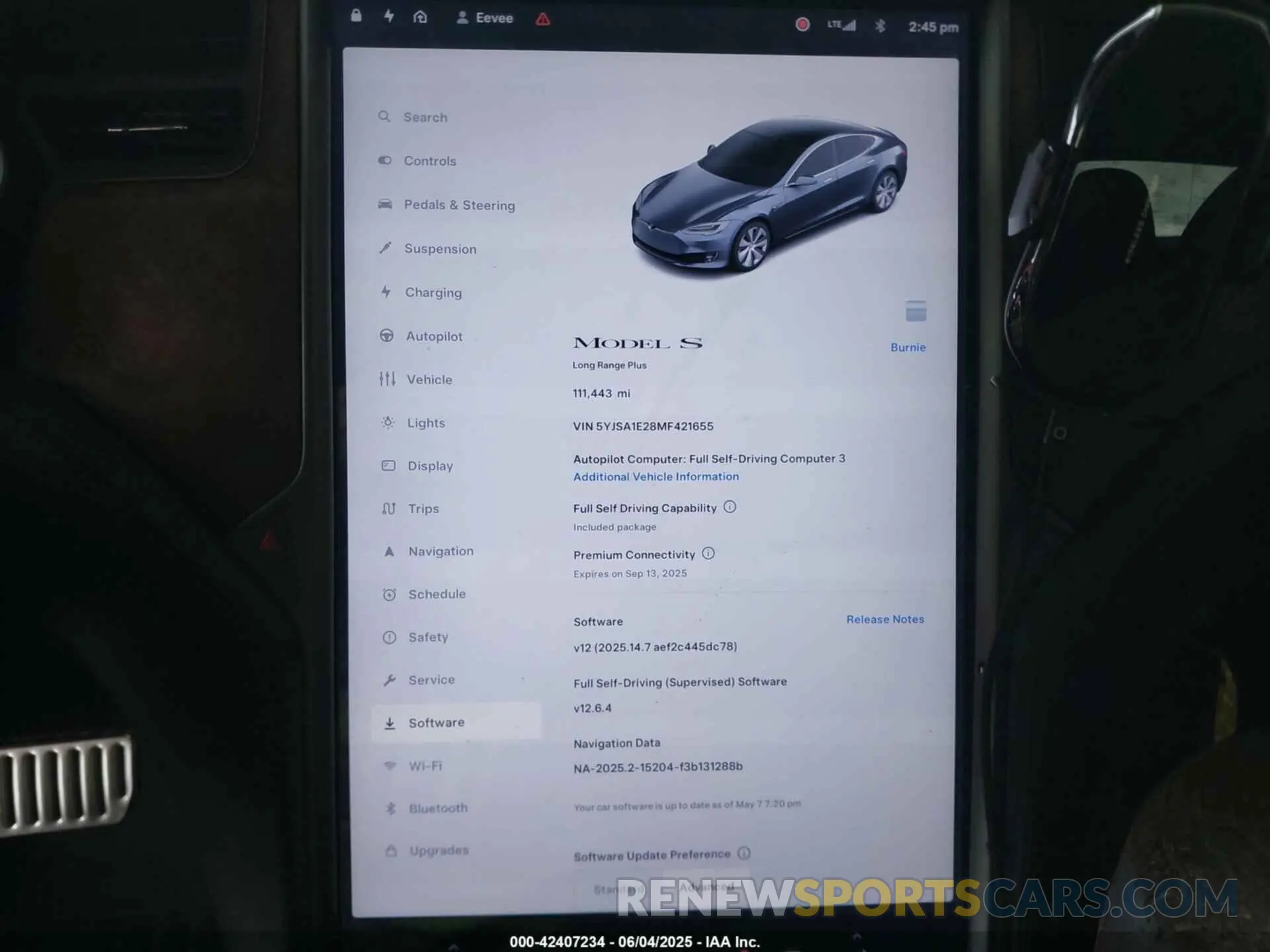 7 Photograph of a damaged car 5YJSA1E28MF421655 TESLA MODEL S 2021