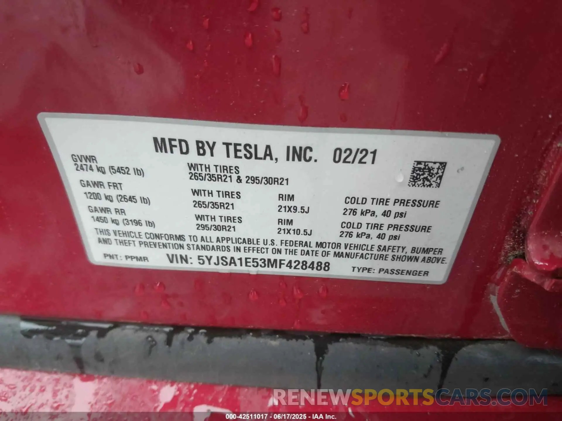 9 Фотография поврежденного автомобиля 5YJSA1E53MF428488 TESLA MODEL S 2021