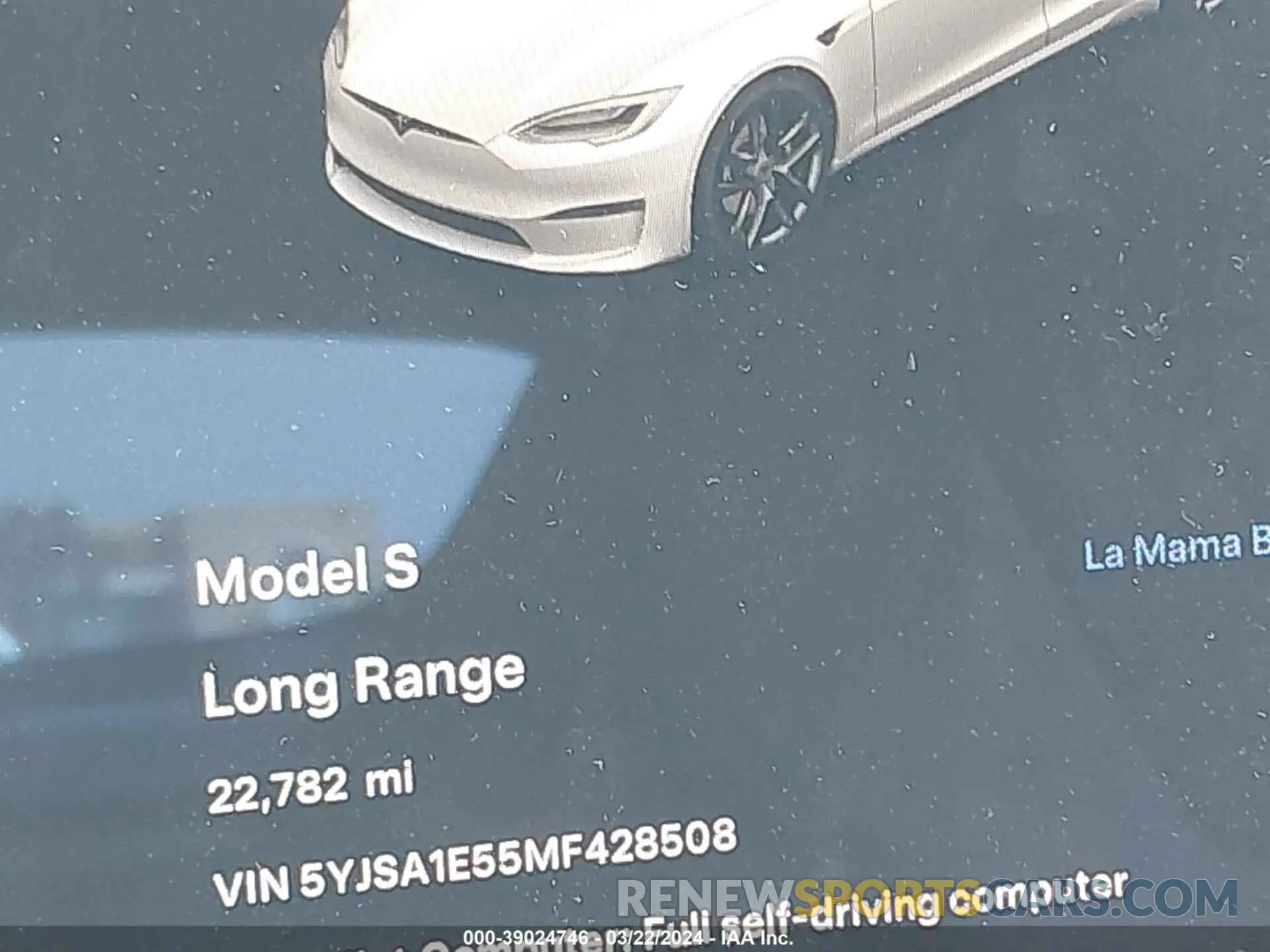 15 Photograph of a damaged car 5YJSA1E55MF428508 TESLA MODEL S 2021