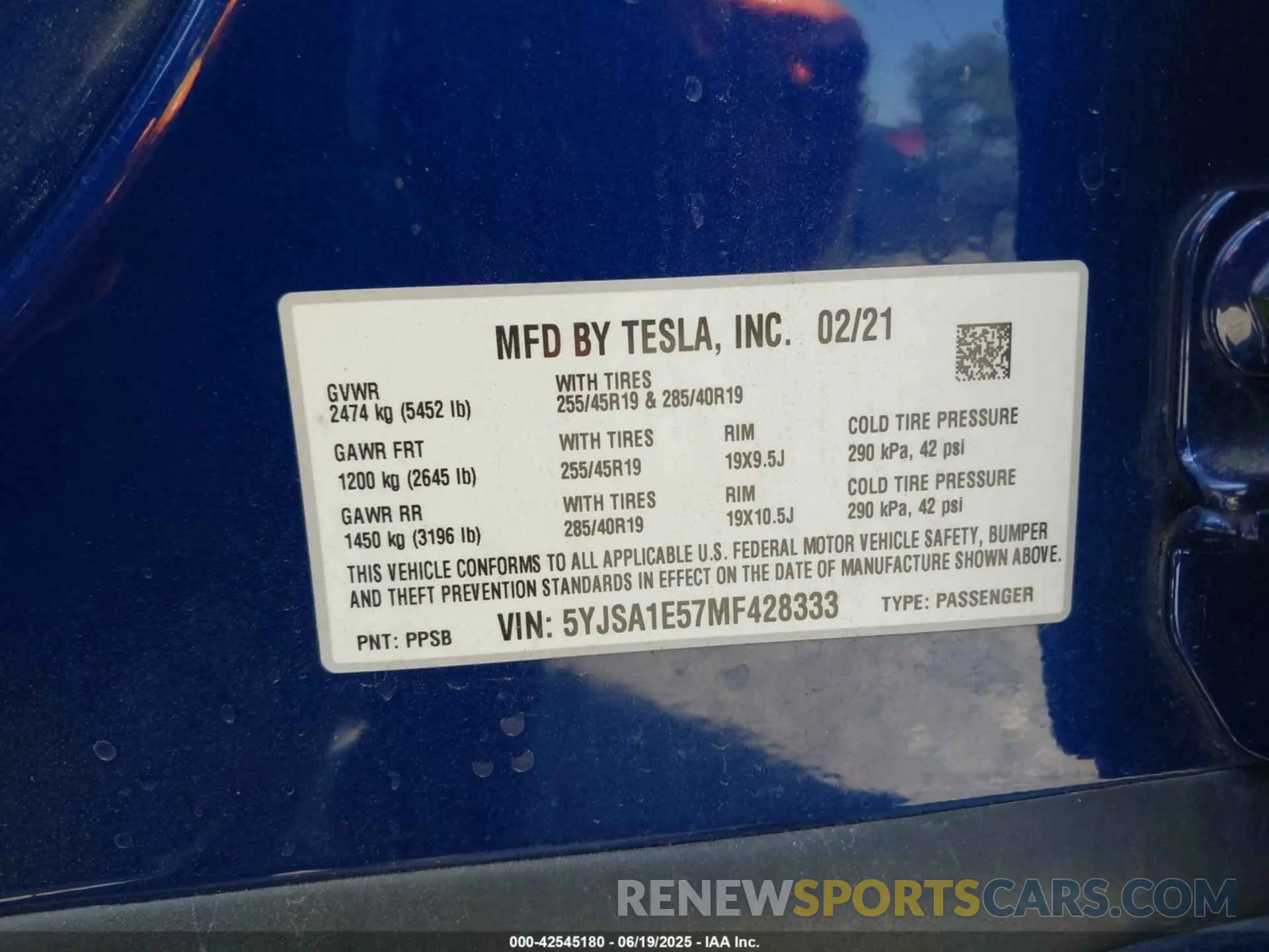 9 Фотография поврежденного автомобиля 5YJSA1E57MF428333 TESLA MODEL S 2021