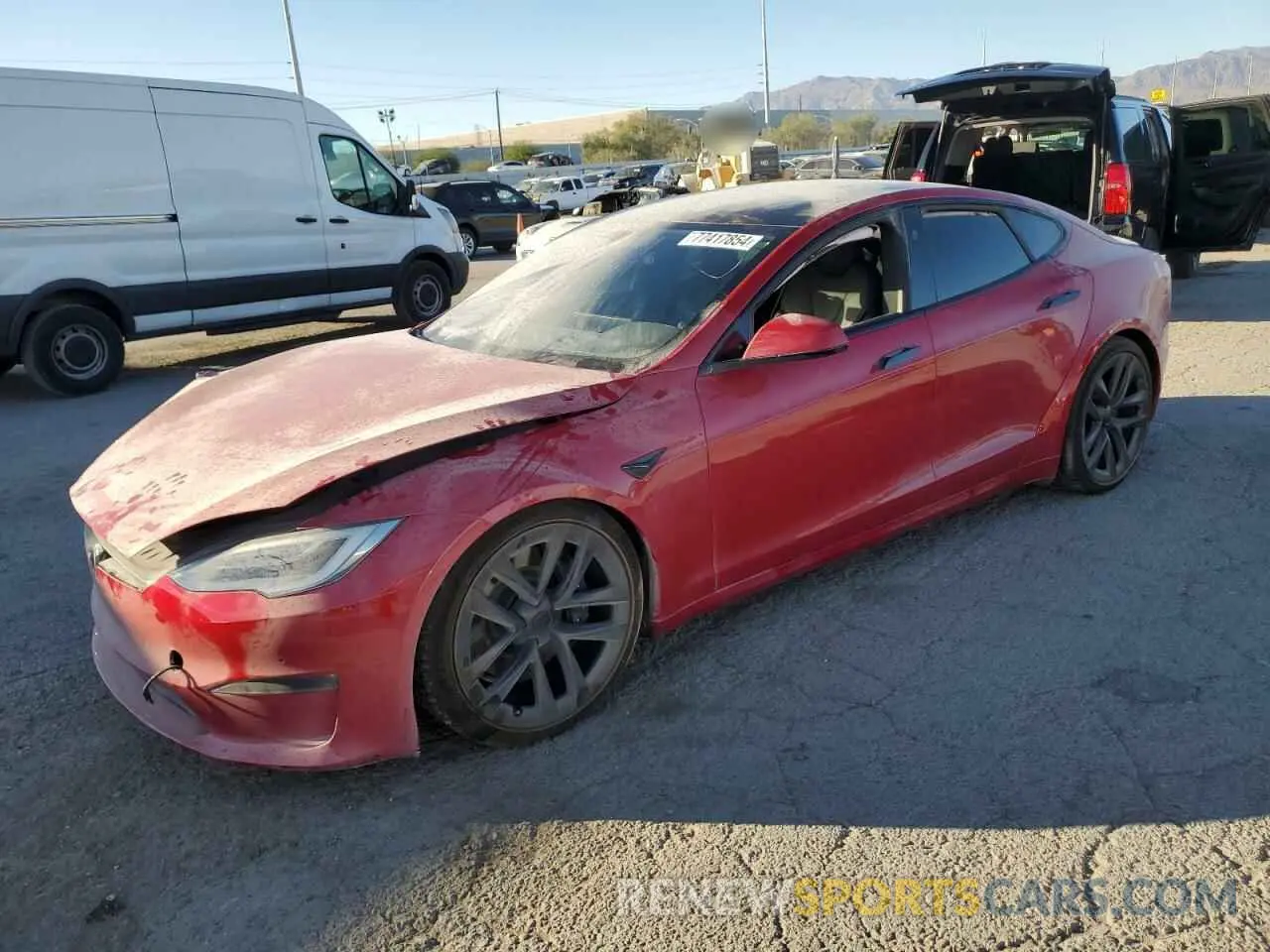 1 Photograph of a damaged car 5YJSA1E65MF435922 TESLA MODEL S 2021