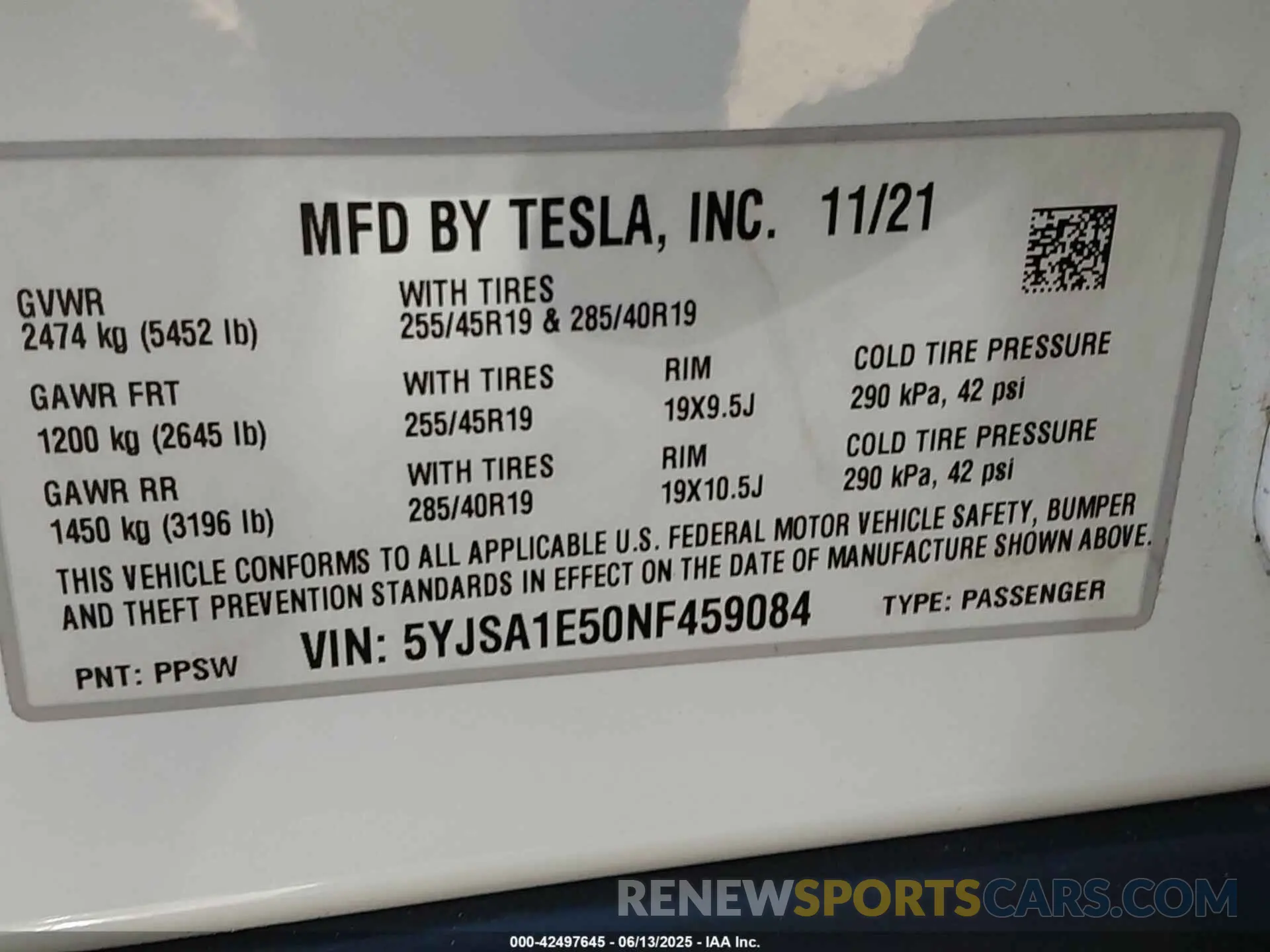 9 Фотография поврежденного автомобиля 5YJSA1E50NF459084 TESLA MODEL S 2022