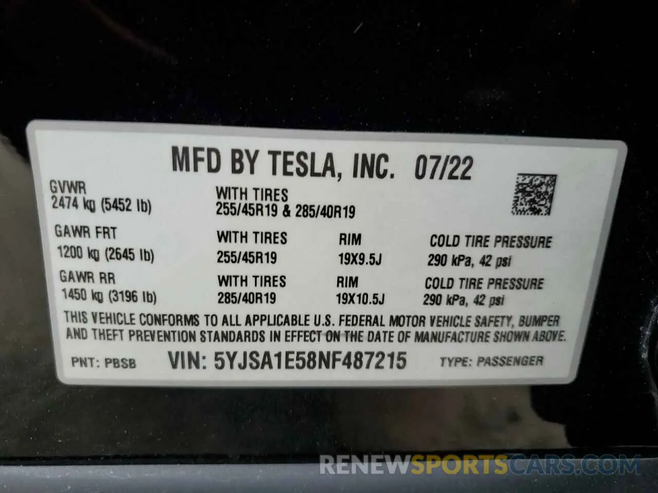 14 Фотография поврежденного автомобиля 5YJSA1E58NF487215 TESLA MODEL S 2022