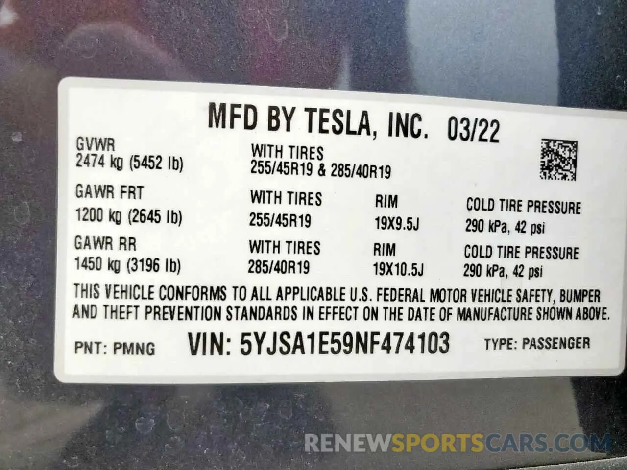 13 Фотография поврежденного автомобиля 5YJSA1E59NF474103 TESLA MODEL S 2022