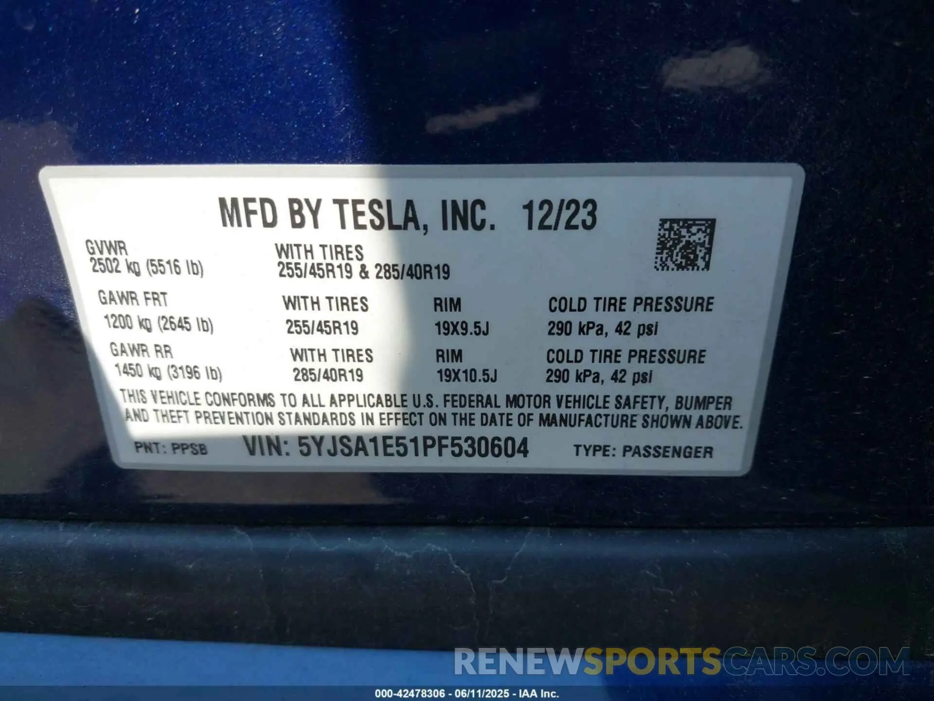 9 Фотография поврежденного автомобиля 5YJSA1E51PF530604 TESLA MODEL S 2023