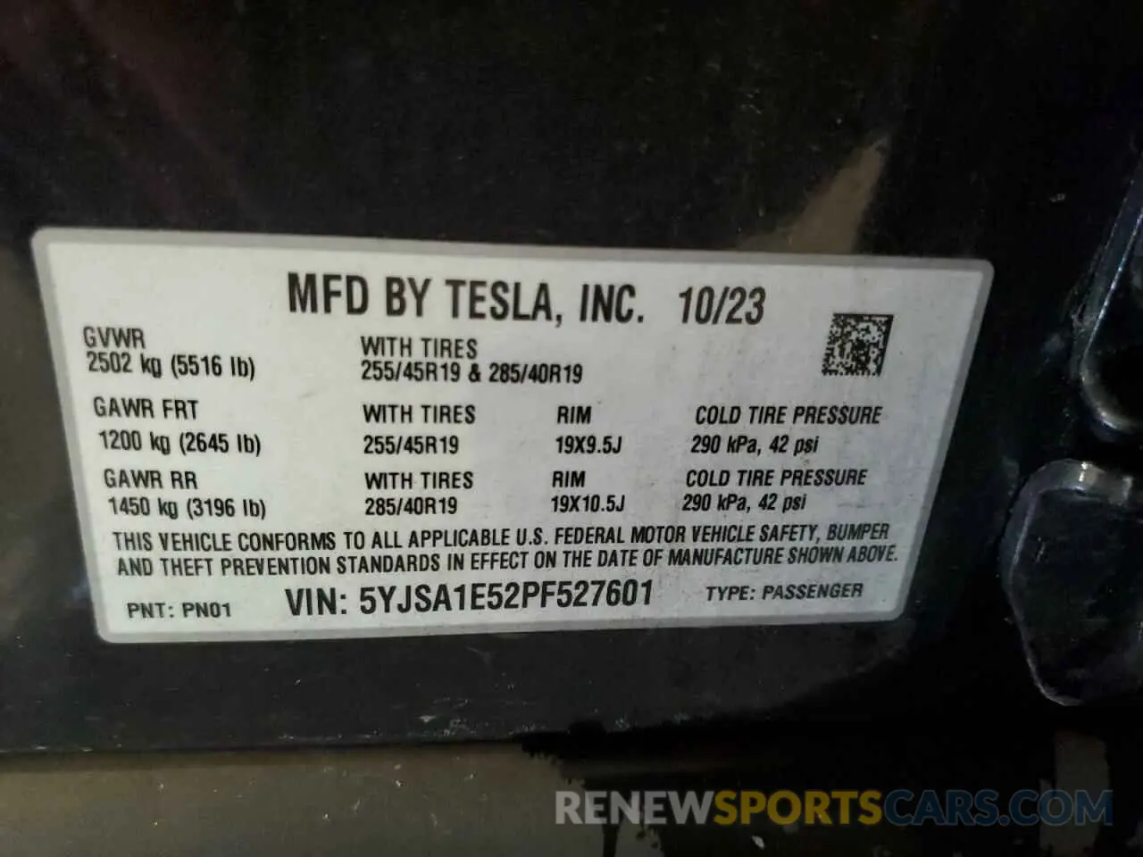 13 Photograph of a damaged car 5YJSA1E52PF527601 TESLA MODEL S 2023