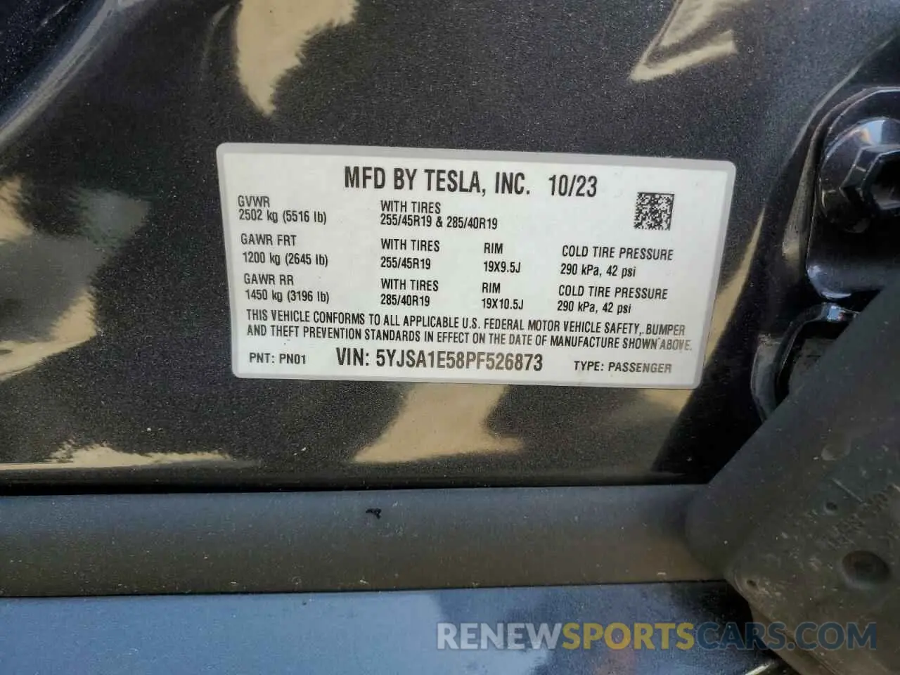 12 Photograph of a damaged car 5YJSA1E58PF526873 TESLA MODEL S 2023