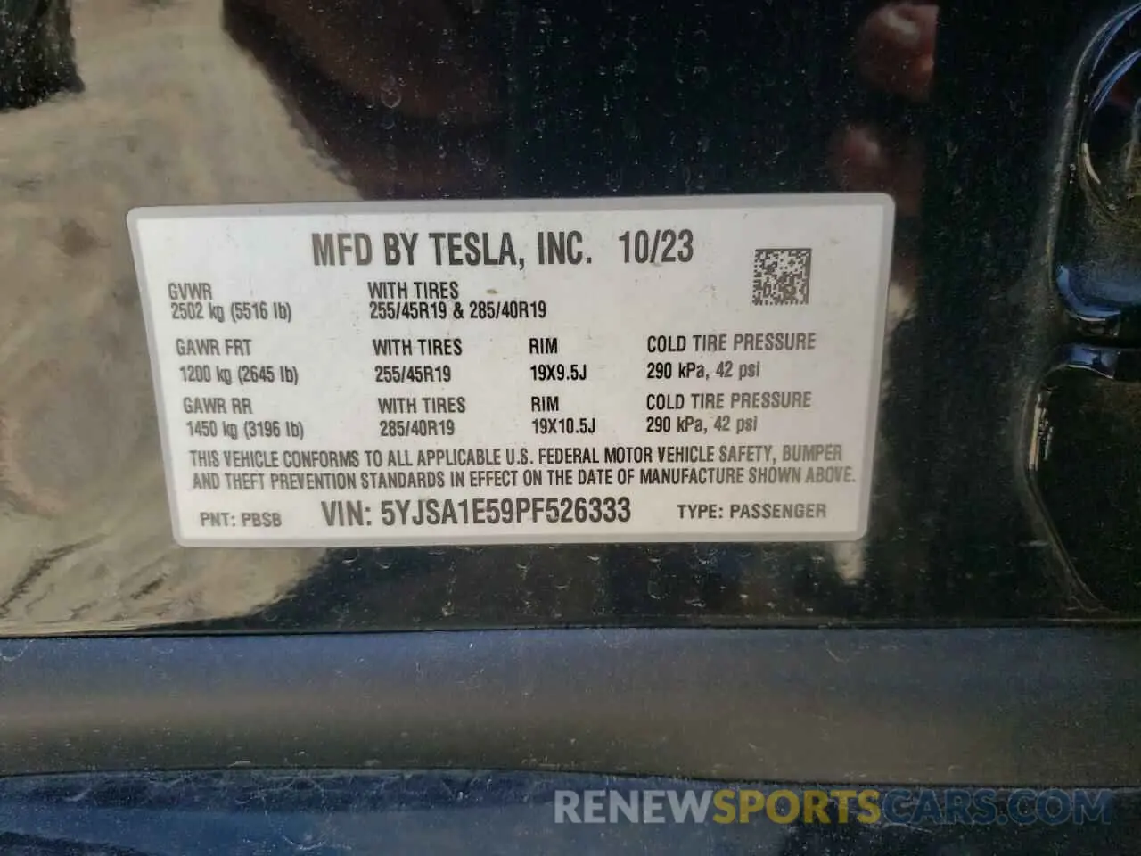 14 Фотография поврежденного автомобиля 5YJSA1E59PF526333 TESLA MODEL S 2023