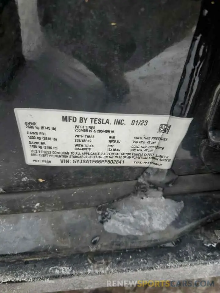 12 Фотография поврежденного автомобиля 5YJSA1E66PF502841 TESLA MODEL S 2023