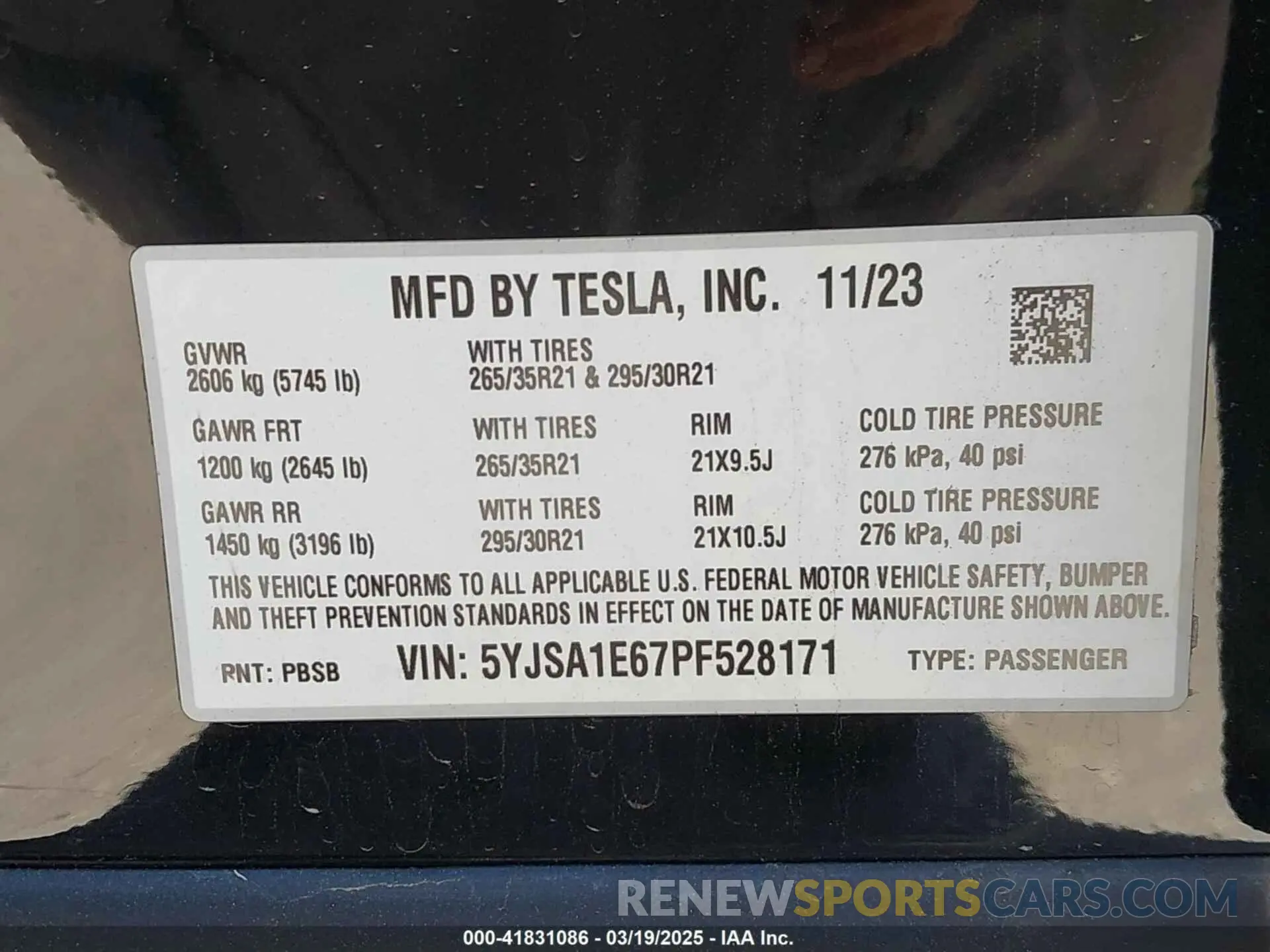 9 Фотография поврежденного автомобиля 5YJSA1E67PF528171 TESLA MODEL S 2023