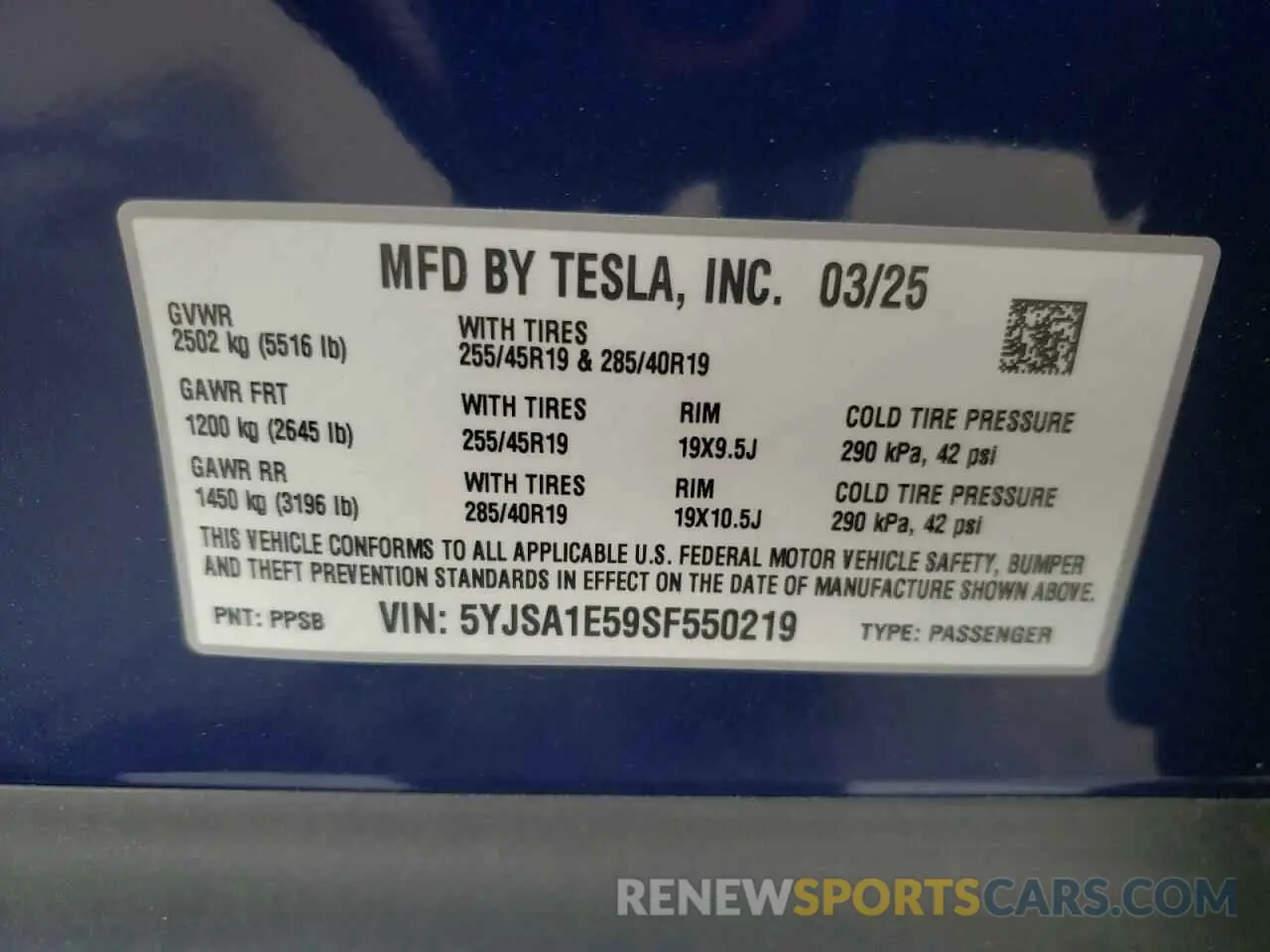 13 Фотография поврежденного автомобиля 5YJSA1E59SF550219 TESLA MODEL S 2025