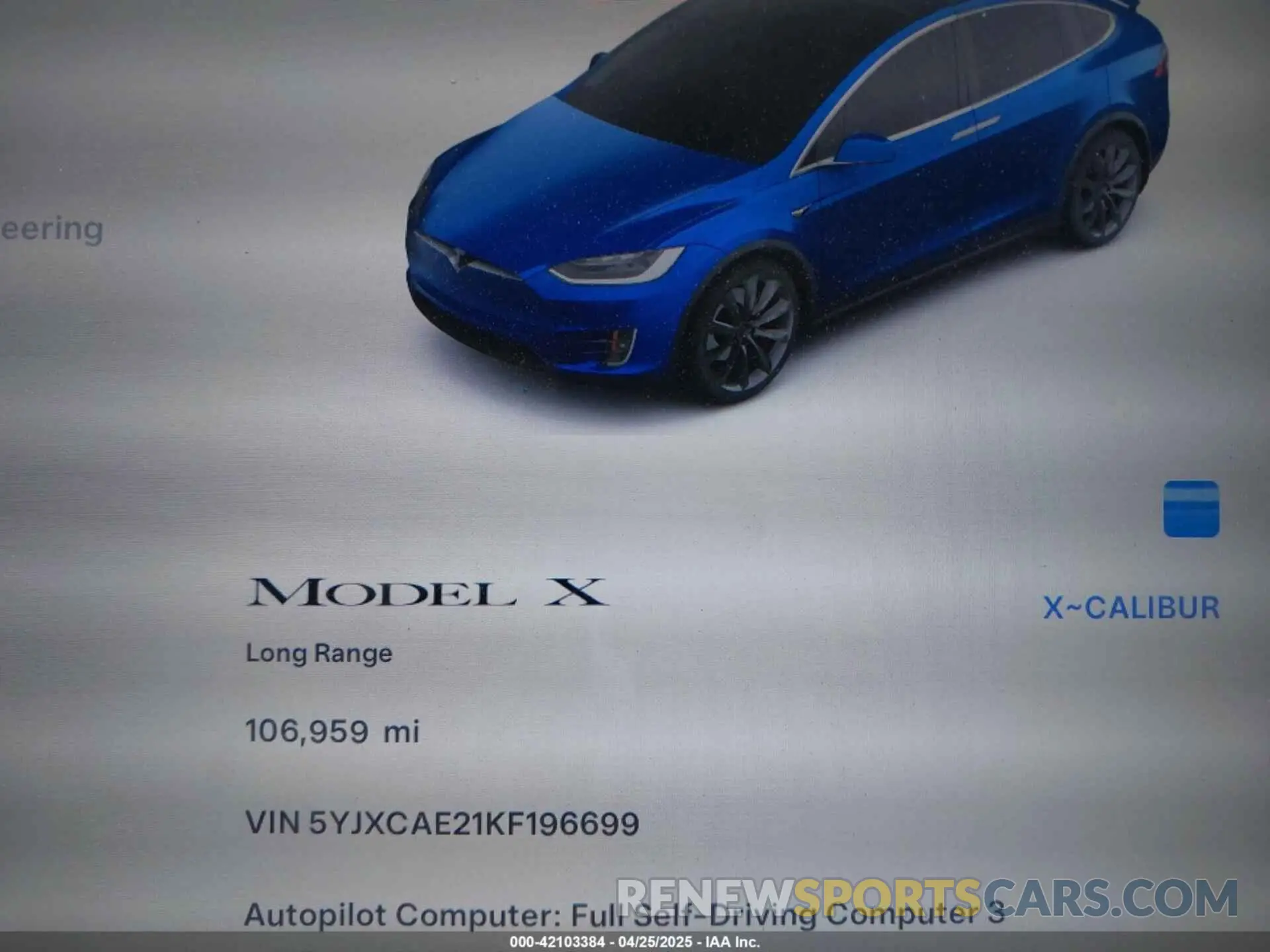 7 Фотография поврежденного автомобиля 5YJXCAE21KF196699 TESLA MODEL X 2019