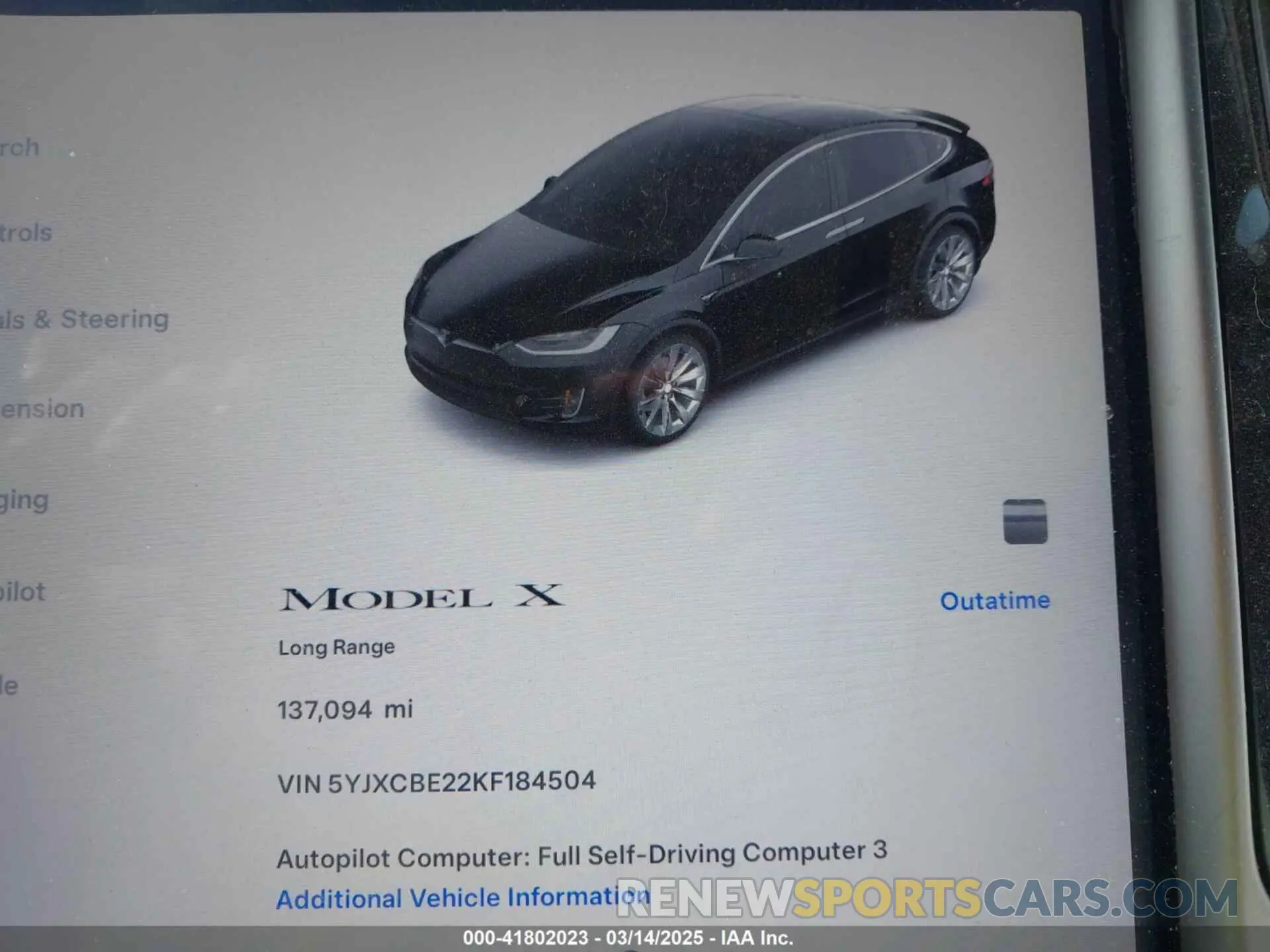 15 Photograph of a damaged car 5YJXCBE22KF184504 TESLA MODEL X 2019