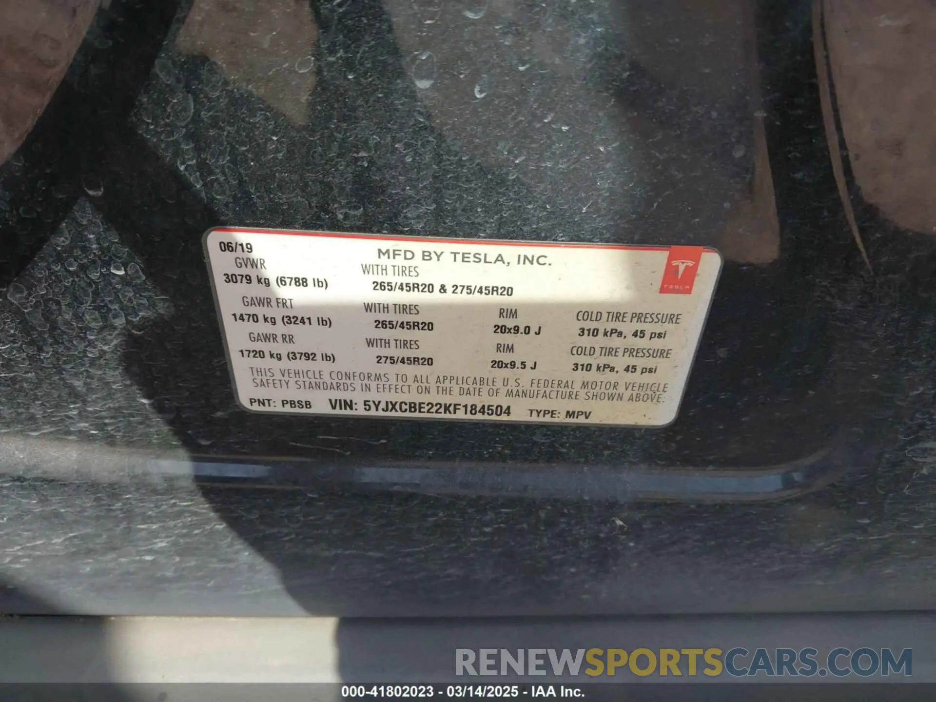 9 Photograph of a damaged car 5YJXCBE22KF184504 TESLA MODEL X 2019