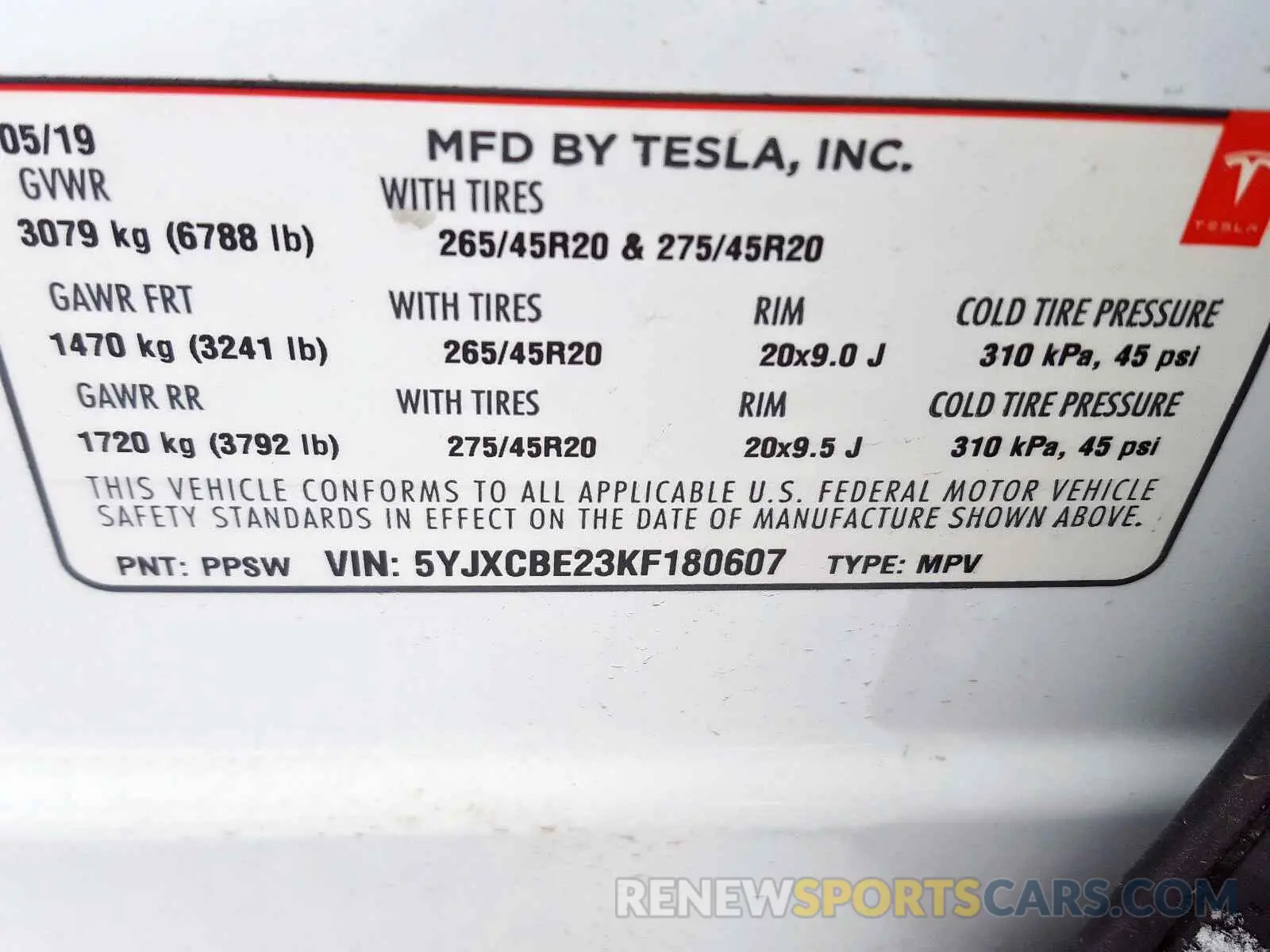 10 Фотография поврежденного автомобиля 5YJXCBE23KF180607 TESLA MODEL X 2019