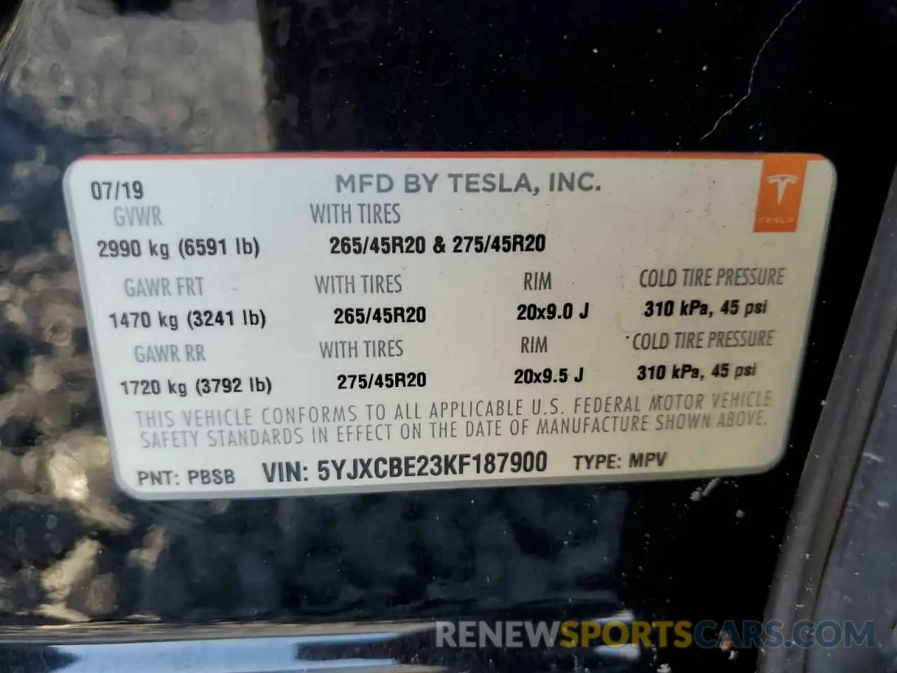 13 Photograph of a damaged car 5YJXCBE23KF187900 TESLA MODEL X 2019
