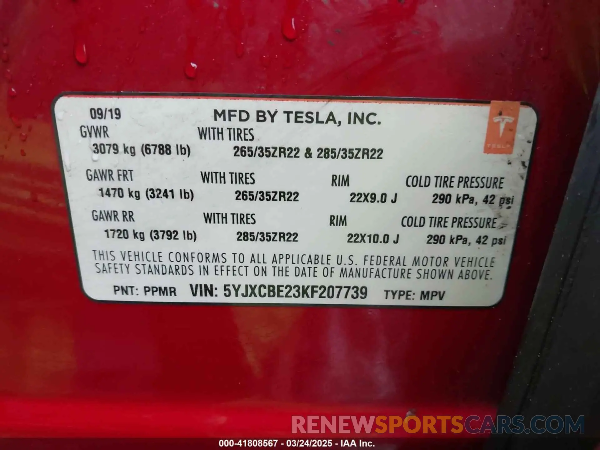 9 Photograph of a damaged car 5YJXCBE23KF207739 TESLA MODEL X 2019