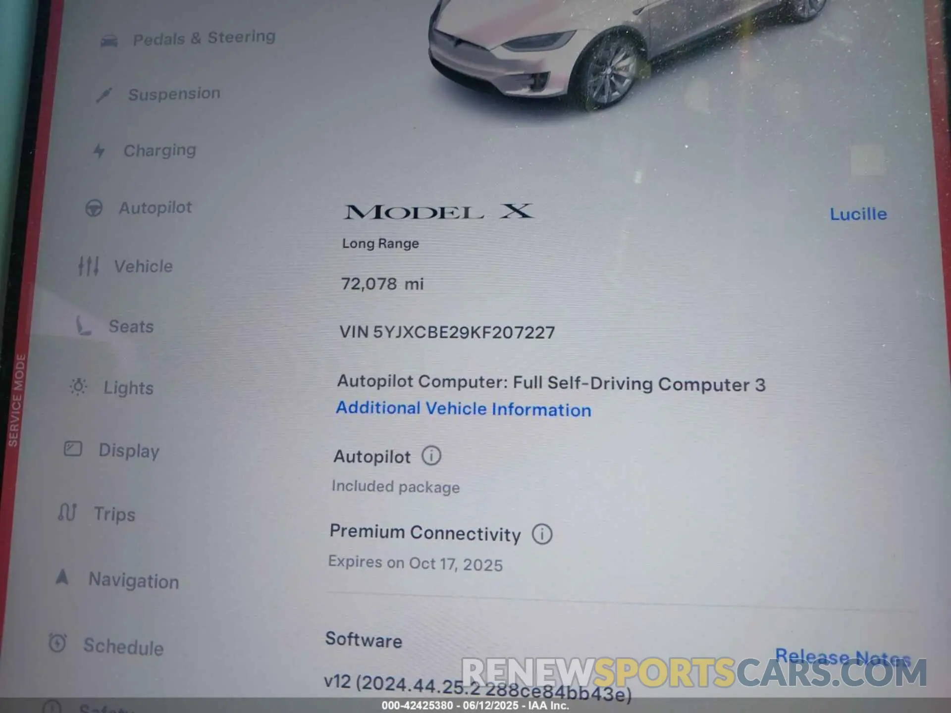 7 Фотография поврежденного автомобиля 5YJXCBE29KF207227 TESLA MODEL X 2019