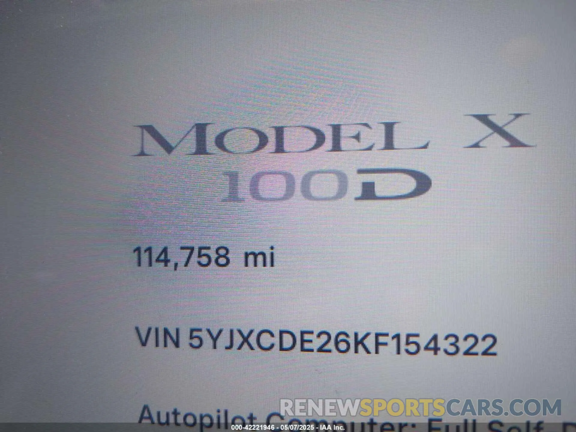 15 Photograph of a damaged car 5YJXCDE26KF154322 TESLA MODEL X 2019