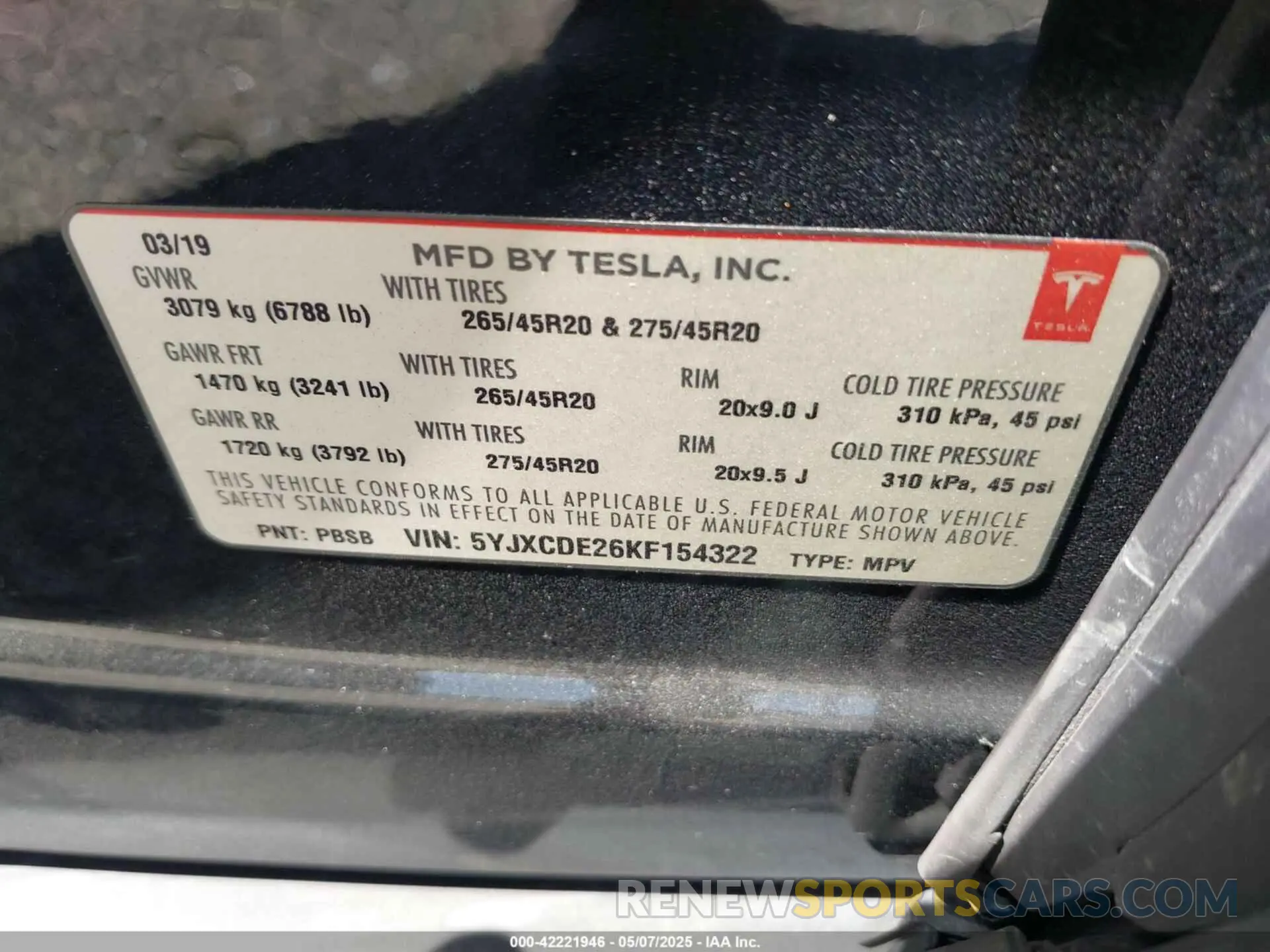 9 Photograph of a damaged car 5YJXCDE26KF154322 TESLA MODEL X 2019