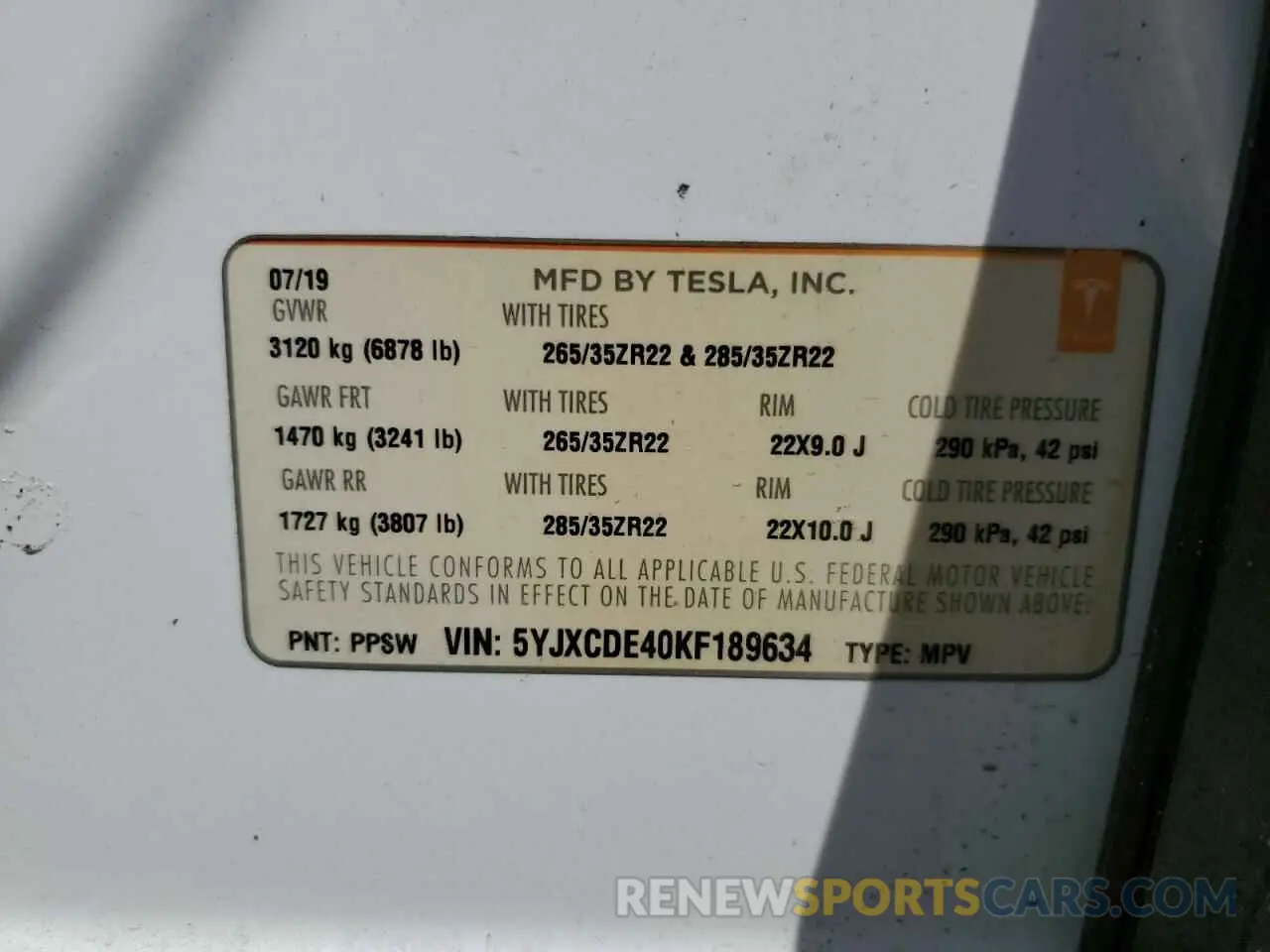 14 Photograph of a damaged car 5YJXCDE40KF189634 TESLA MODEL X 2019