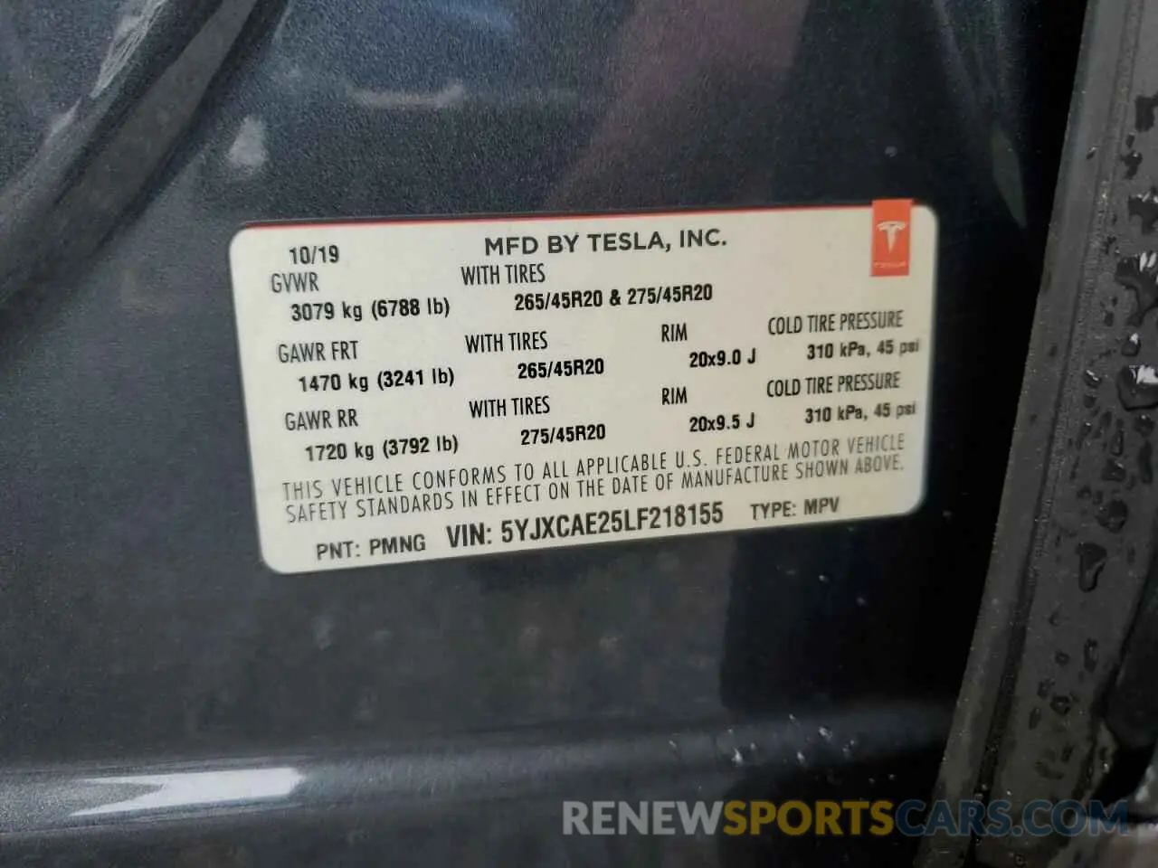 13 Photograph of a damaged car 5YJXCAE25LF218155 TESLA MODEL X 2020
