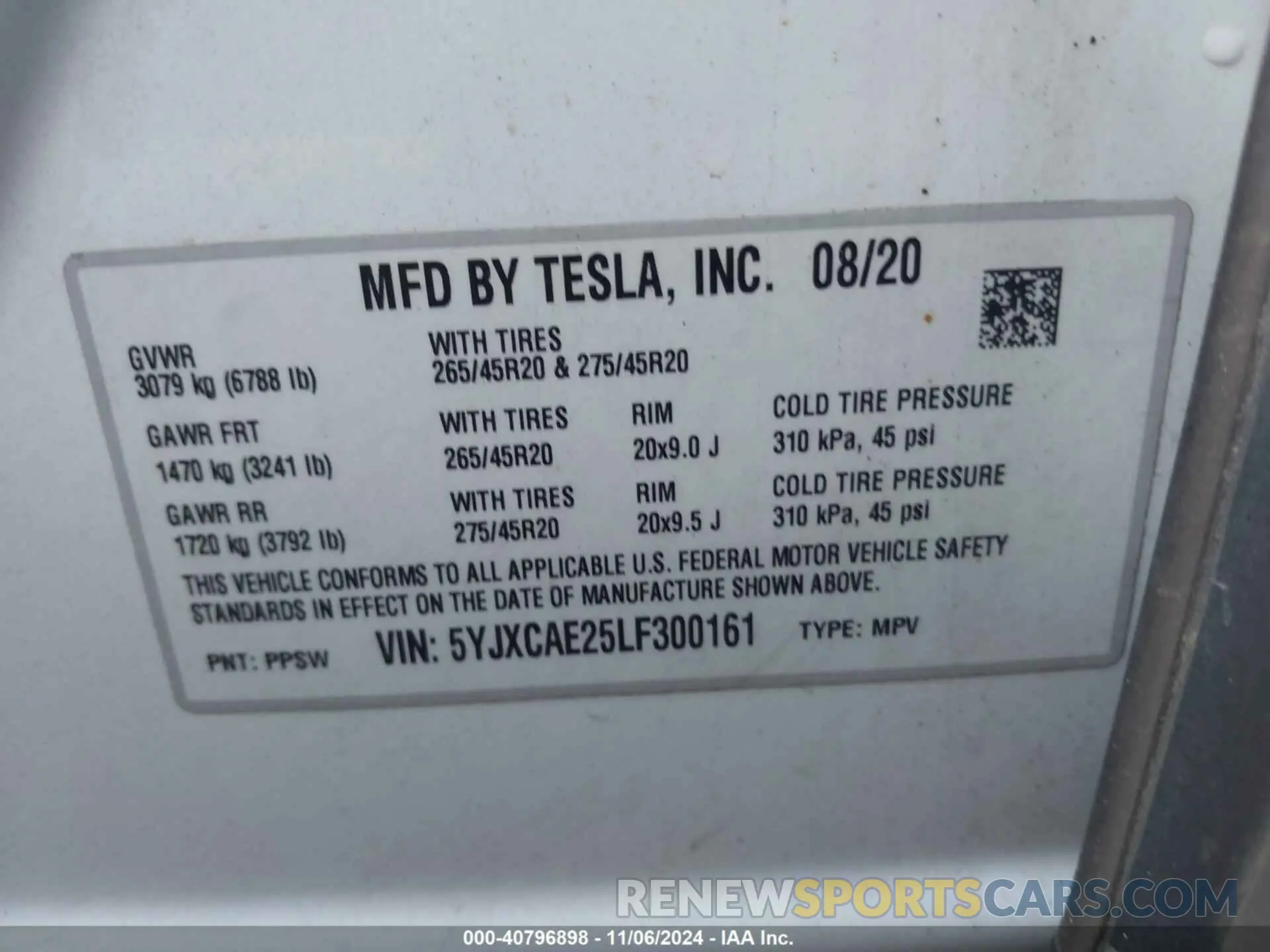 9 Photograph of a damaged car 5YJXCAE25LF300161 TESLA MODEL X 2020