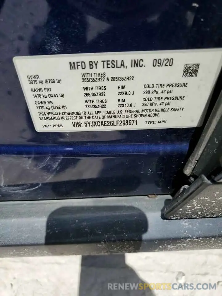 12 Фотография поврежденного автомобиля 5YJXCAE26LF298971 TESLA MODEL X 2020