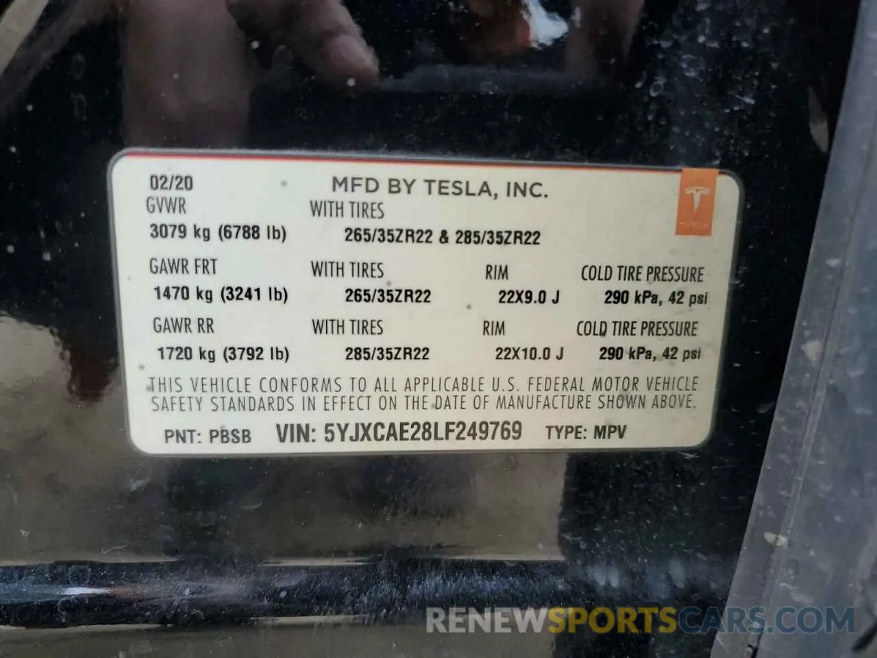 14 Фотография поврежденного автомобиля 5YJXCAE28LF249769 TESLA MODEL X 2020