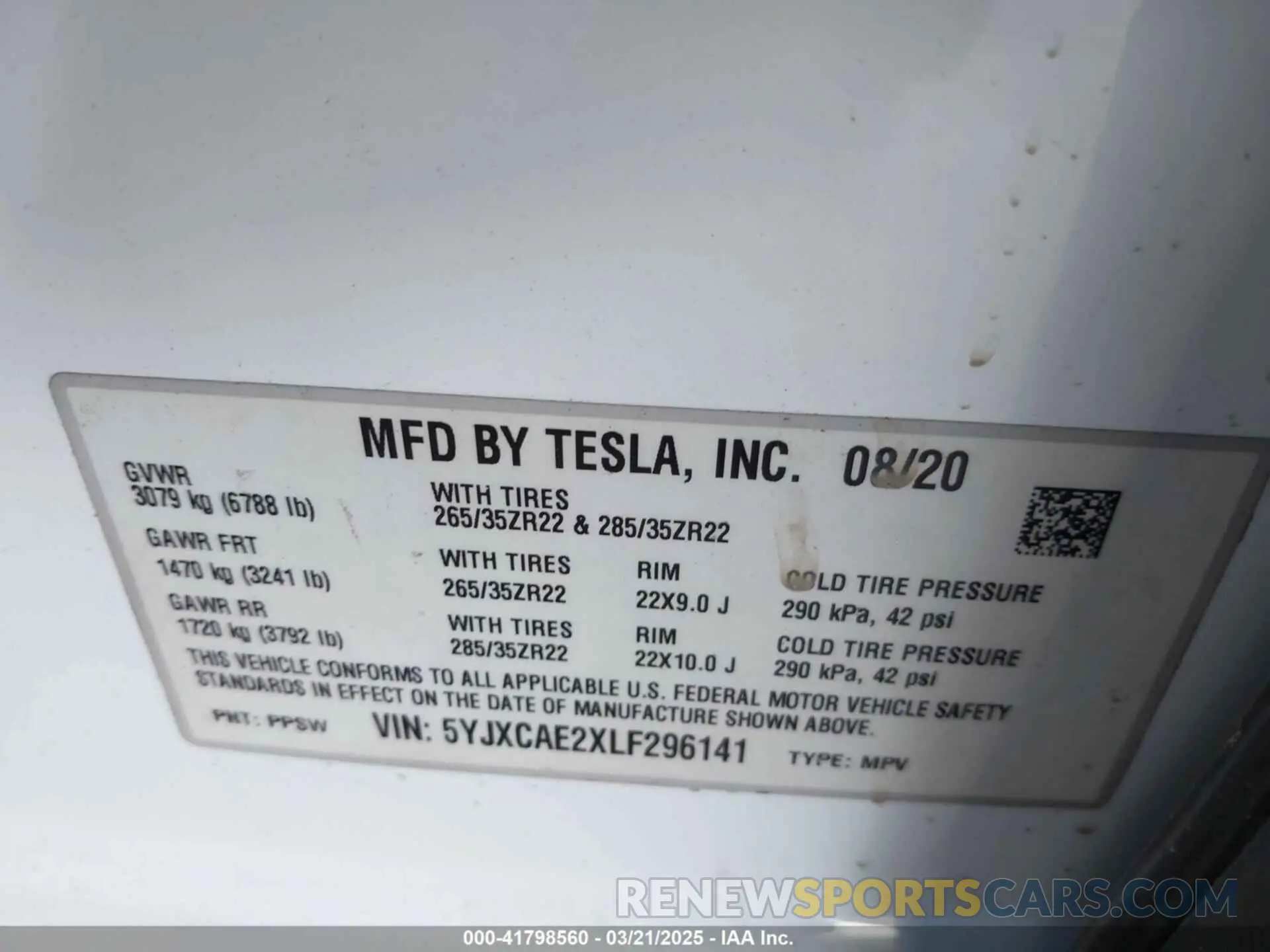 9 Photograph of a damaged car 5YJXCAE2XLF296141 TESLA MODEL X 2020