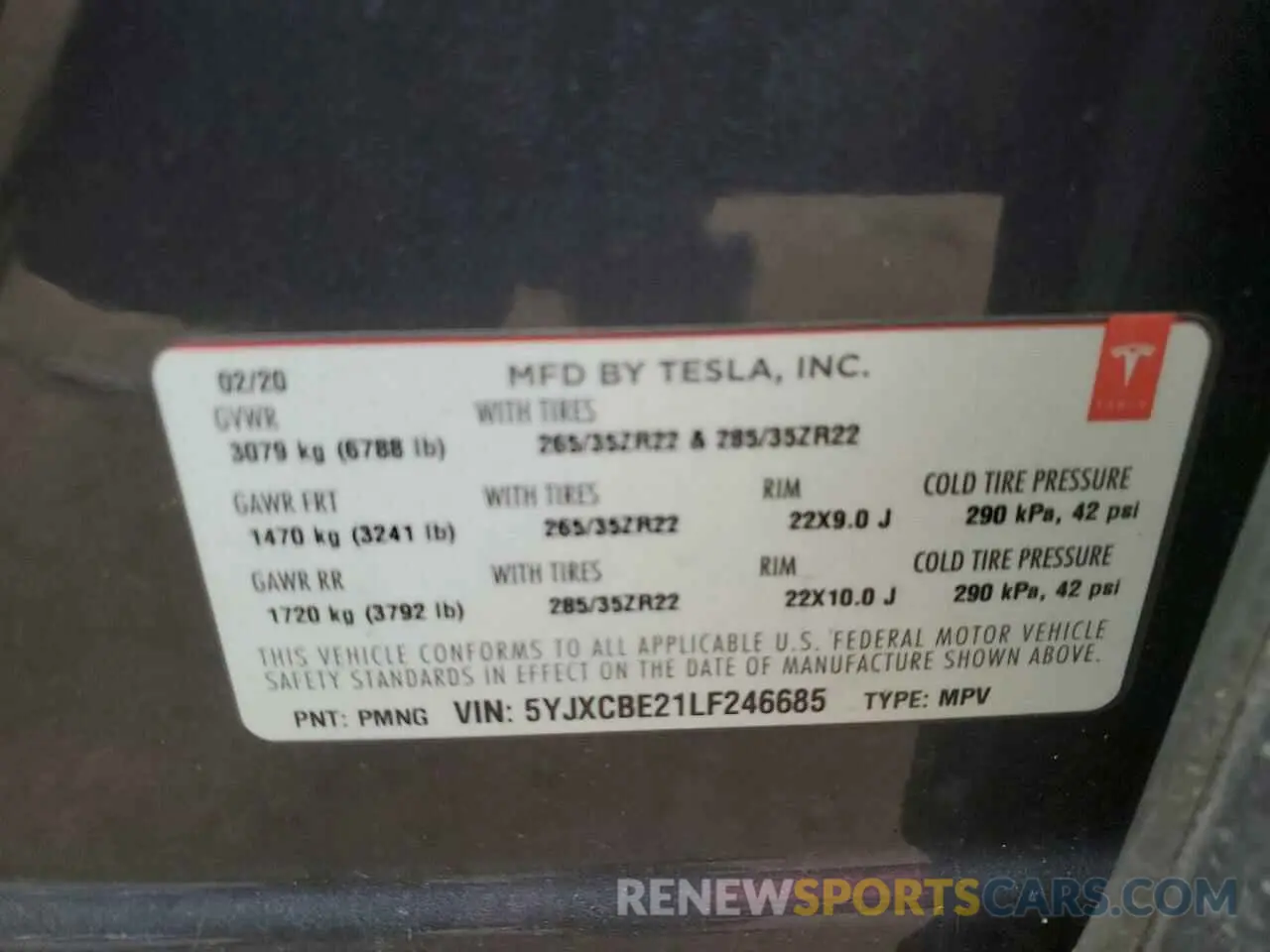 16 Photograph of a damaged car 5YJXCBE21LF246685 TESLA MODEL X 2020
