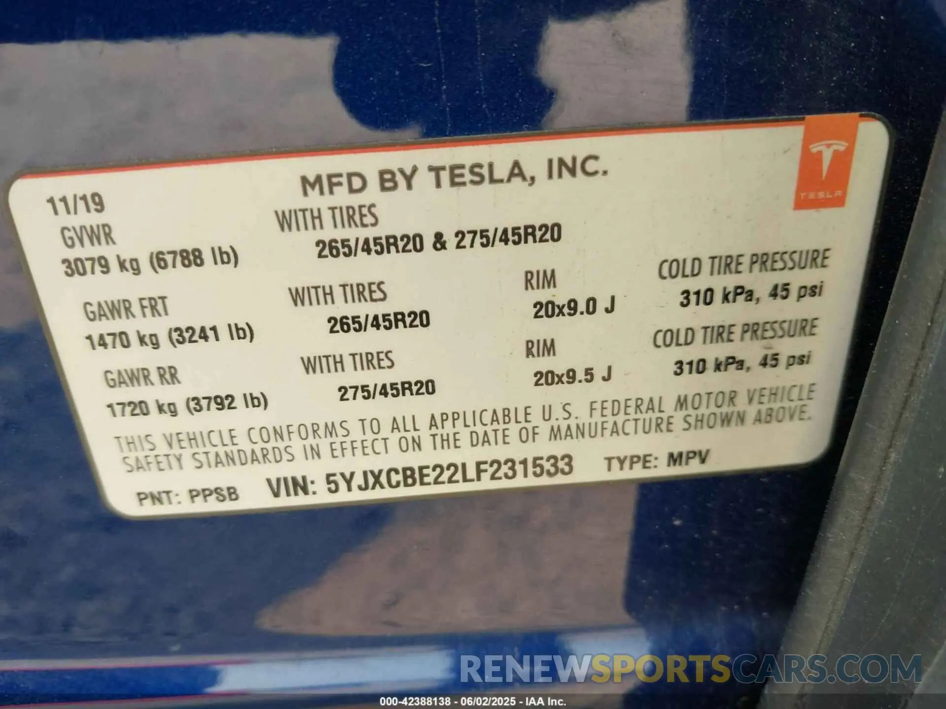 9 Photograph of a damaged car 5YJXCBE22LF231533 TESLA MODEL X 2020