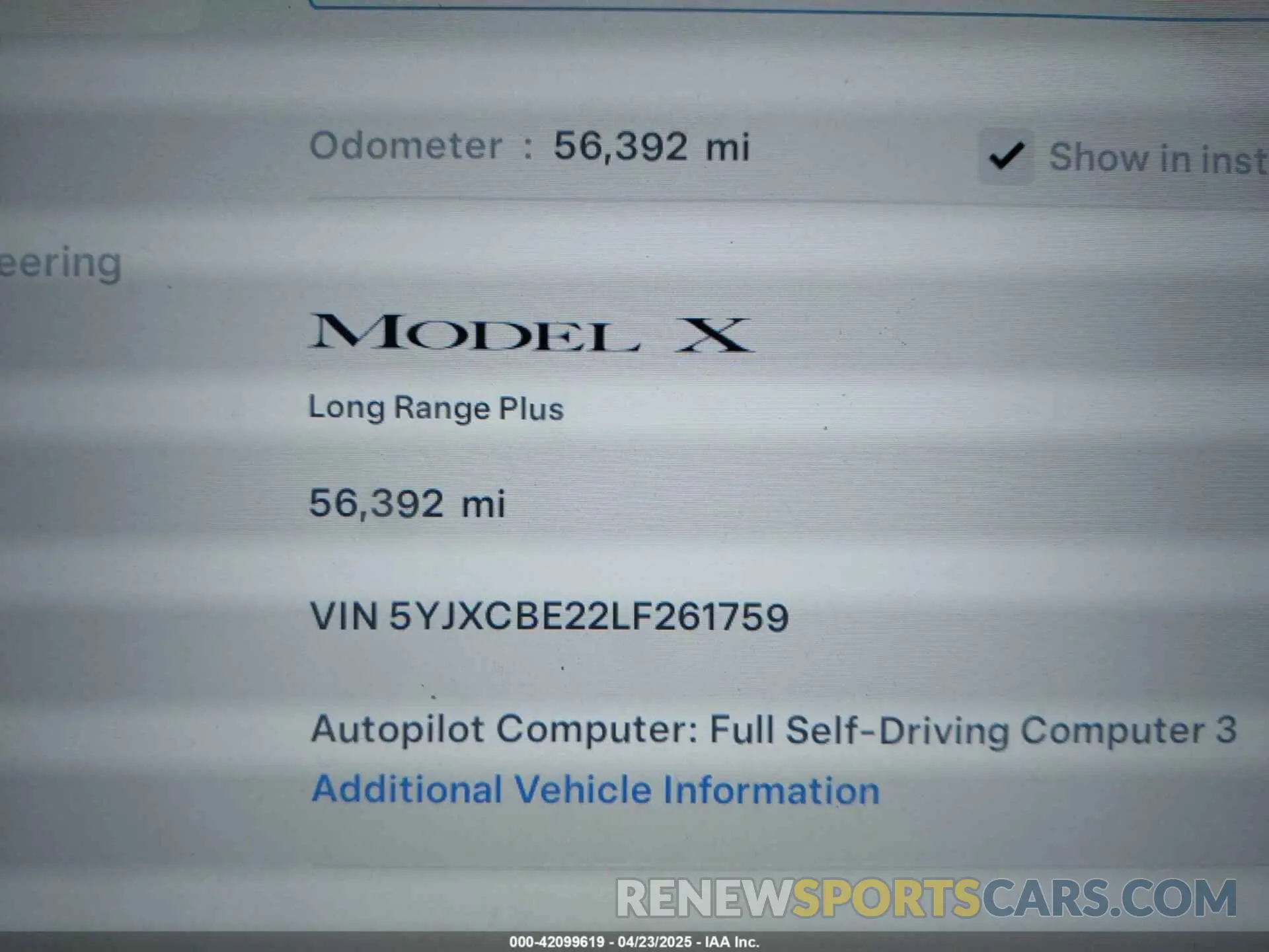 16 Фотография поврежденного автомобиля 5YJXCBE22LF261759 TESLA MODEL X 2020