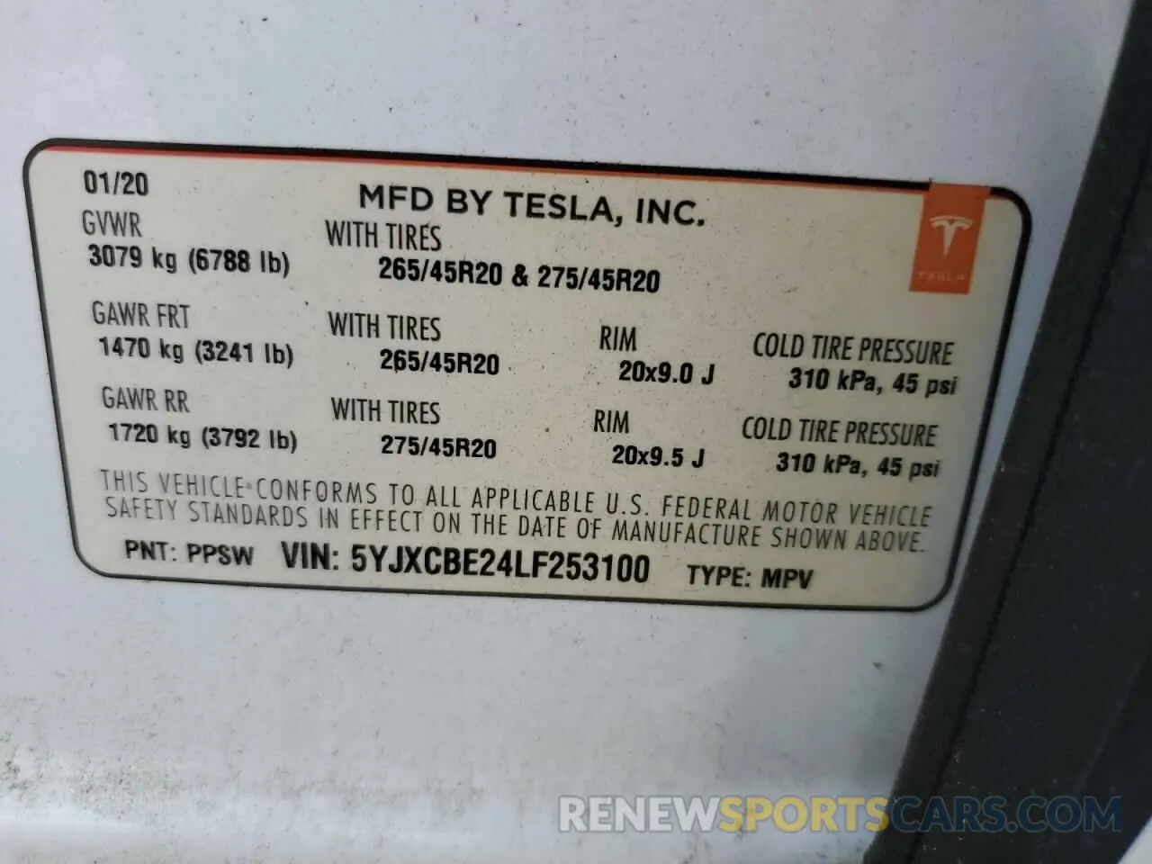 13 Фотография поврежденного автомобиля 5YJXCBE24LF253100 TESLA MODEL X 2020