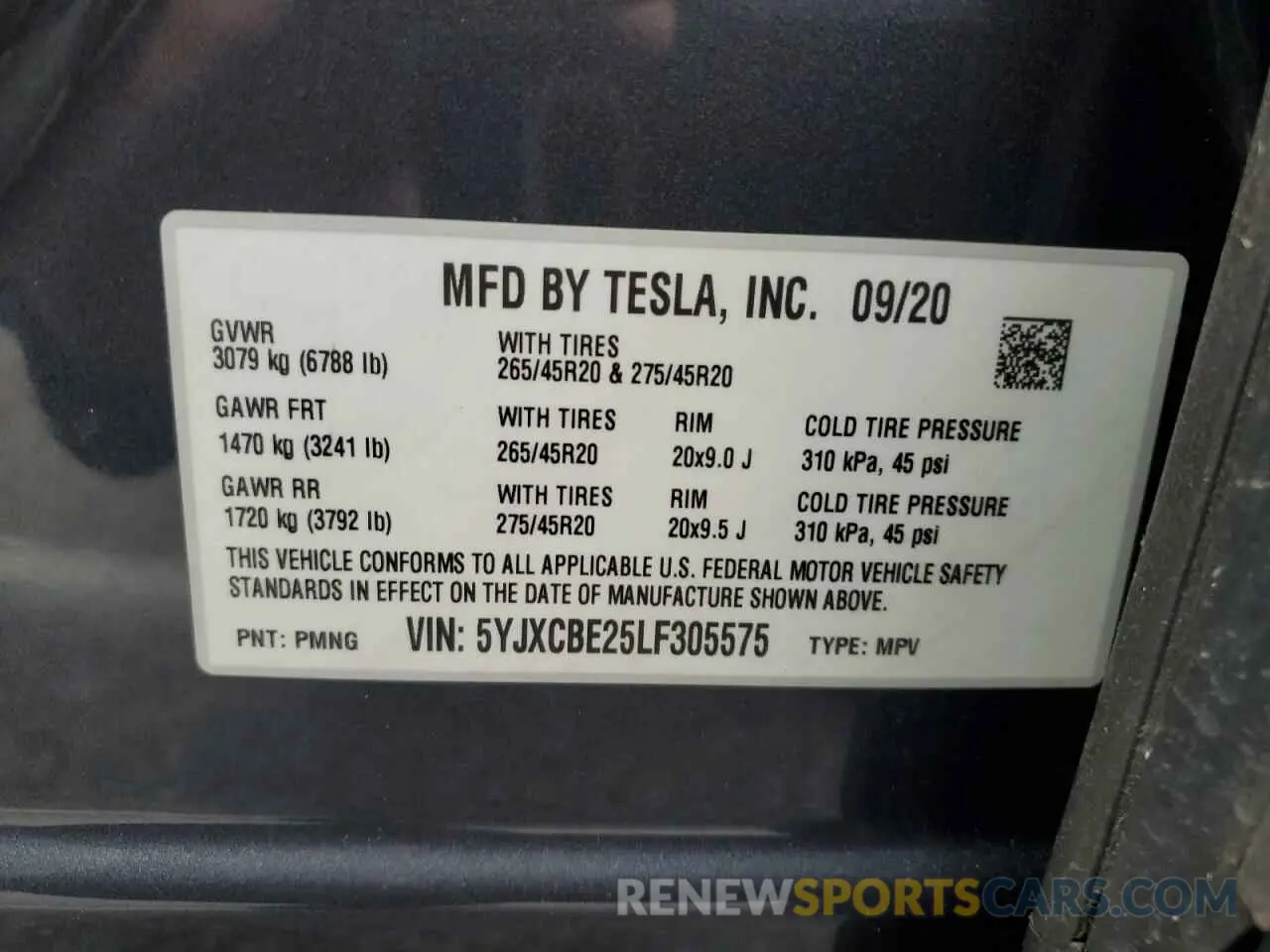 16 Photograph of a damaged car 5YJXCBE25LF305575 TESLA MODEL X 2020