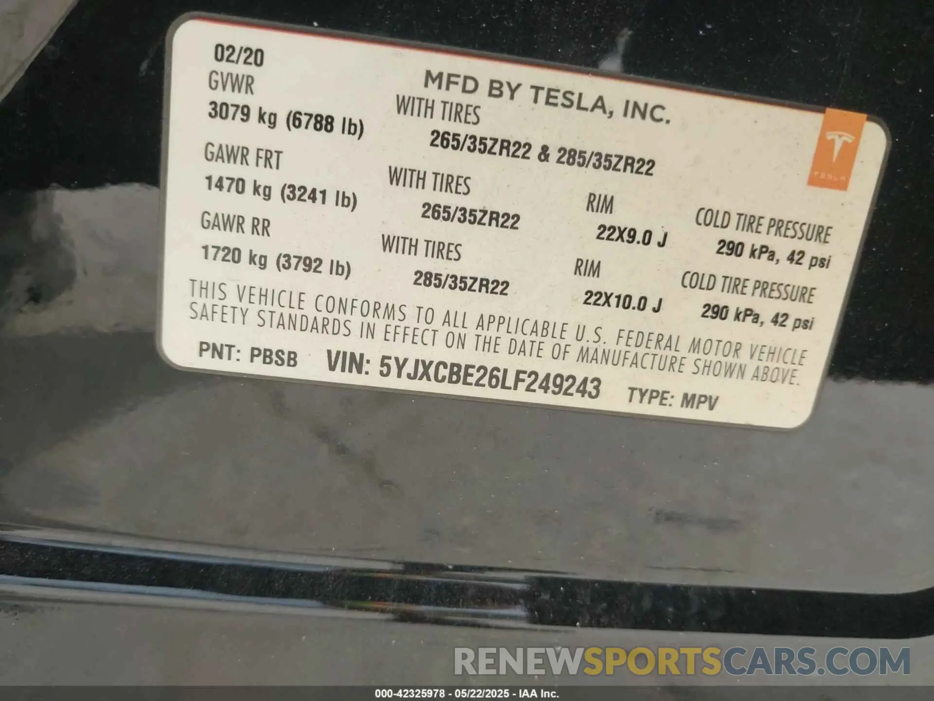 9 Фотография поврежденного автомобиля 5YJXCBE26LF249243 TESLA MODEL X 2020