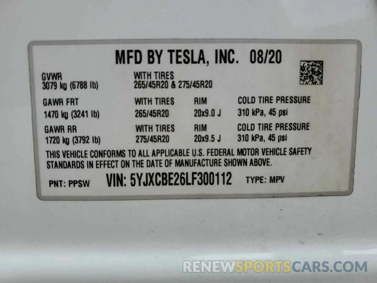 12 Photograph of a damaged car 5YJXCBE26LF300112 TESLA MODEL X 2020