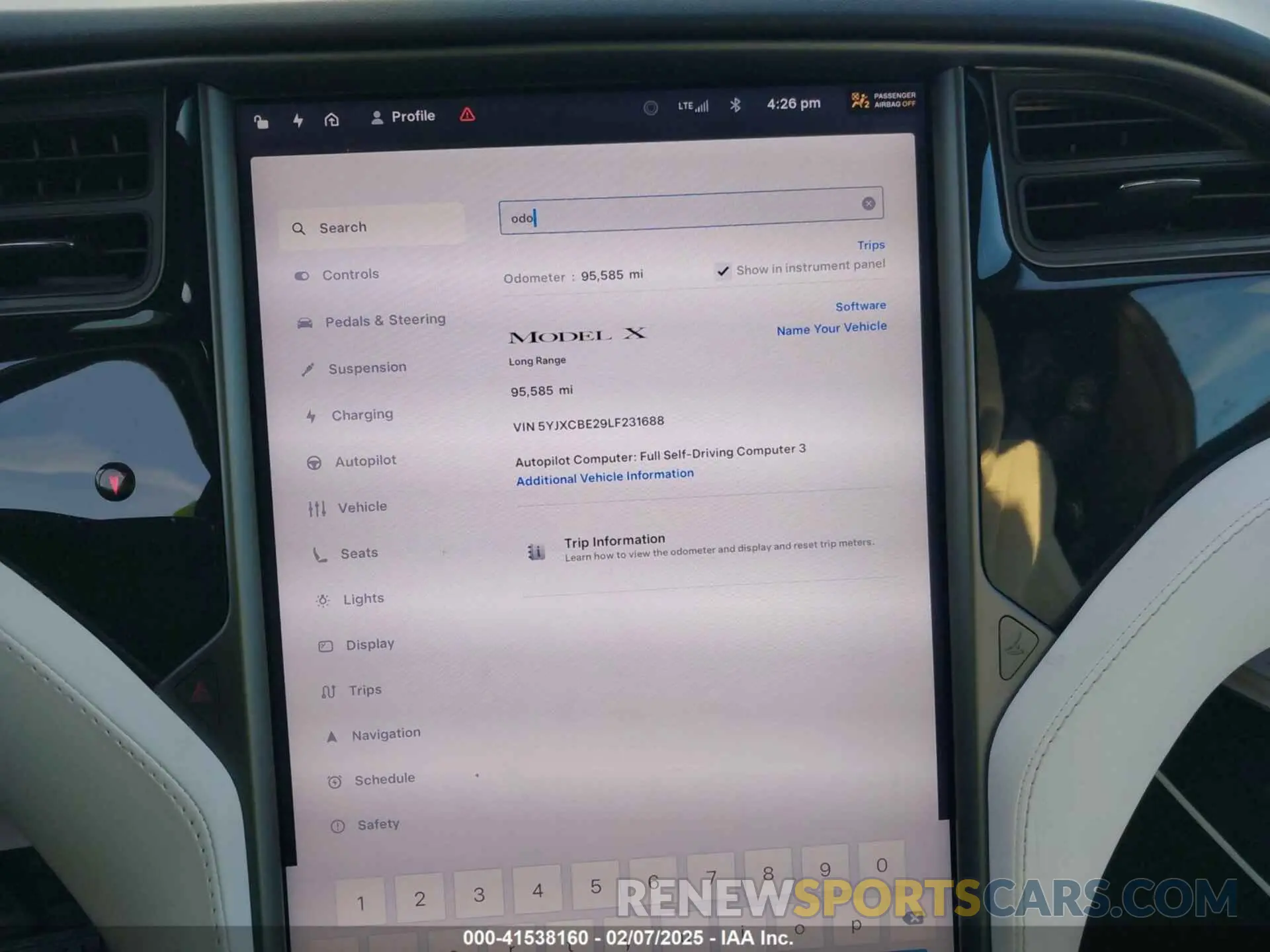 7 Фотография поврежденного автомобиля 5YJXCBE29LF231688 TESLA MODEL X 2020