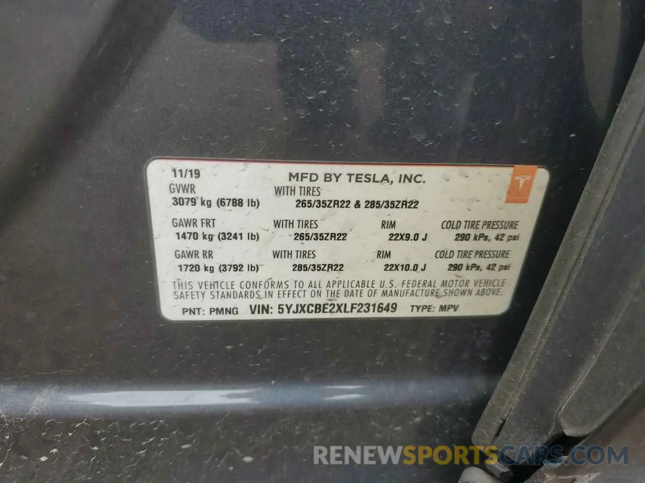 12 Фотография поврежденного автомобиля 5YJXCBE2XLF231649 TESLA MODEL X 2020