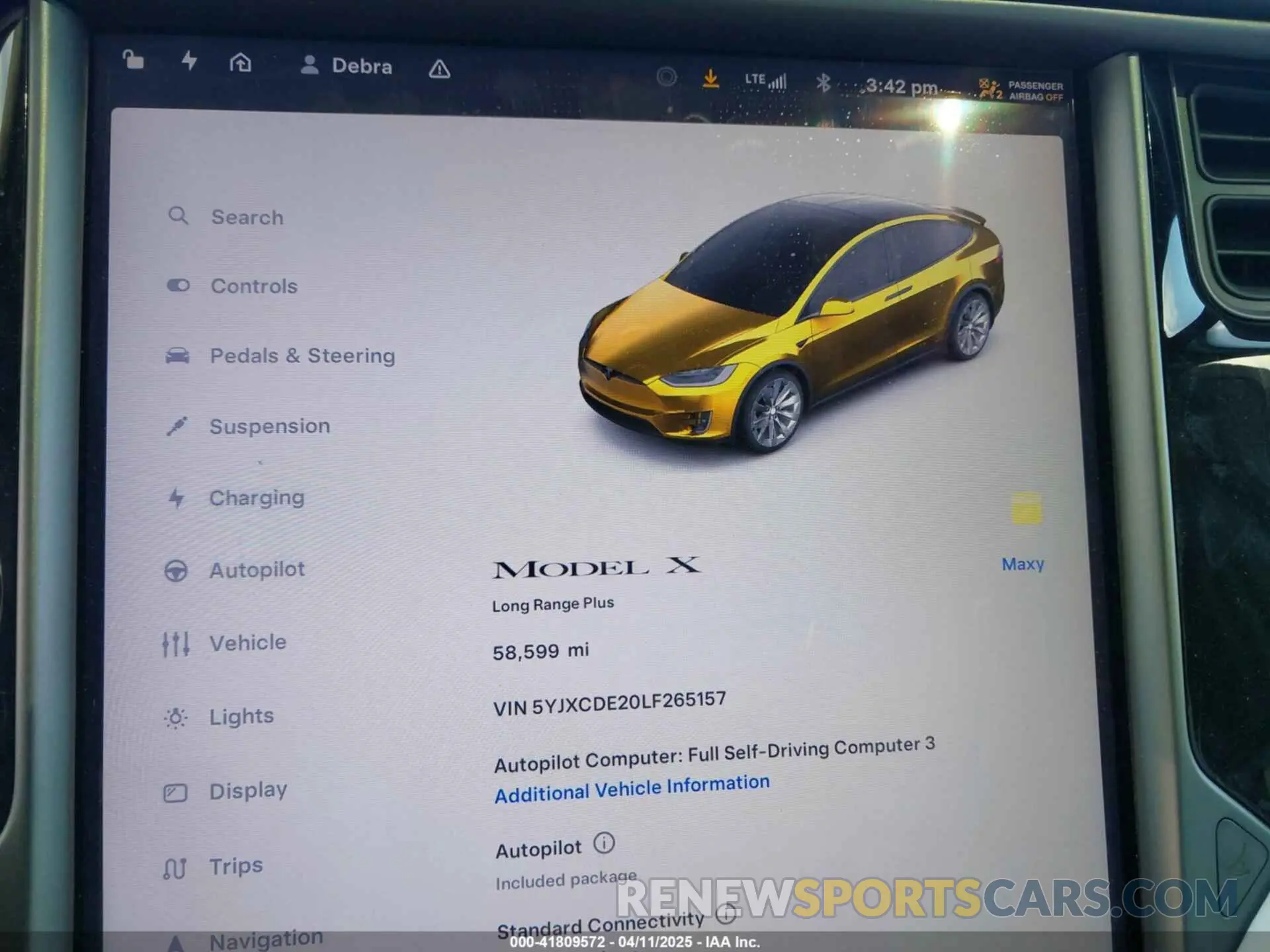 7 Фотография поврежденного автомобиля 5YJXCDE20LF265157 TESLA MODEL X 2020